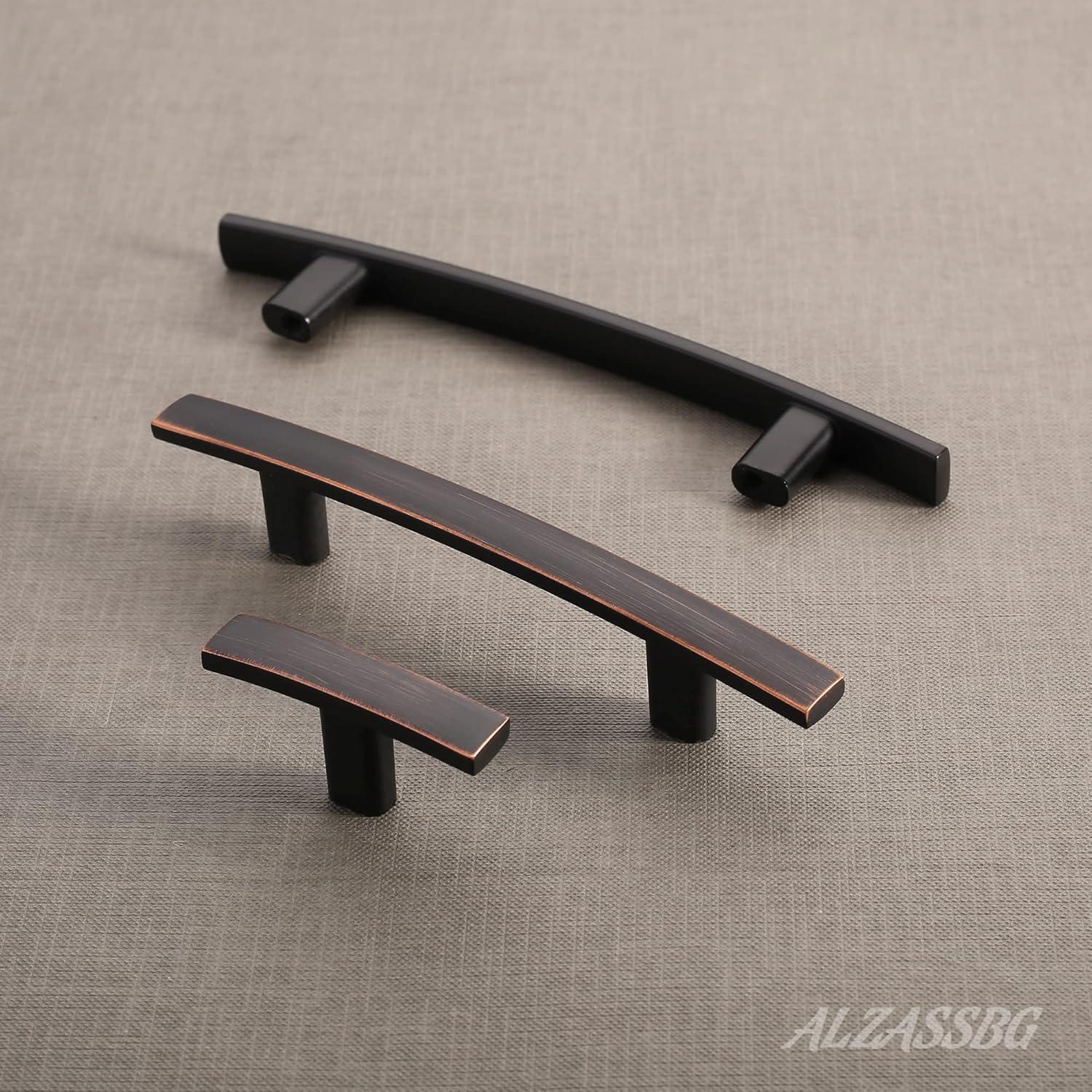 Oil Rubbed Bronze Curved Bar Cabinet Pulls with Mounting Hardware