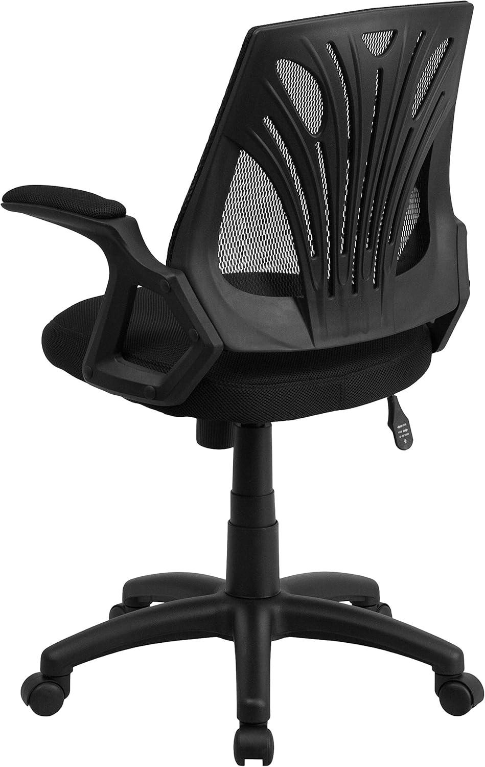 Ergonomic Black Mesh Mid-Back Swivel Task Chair with Fixed Arms