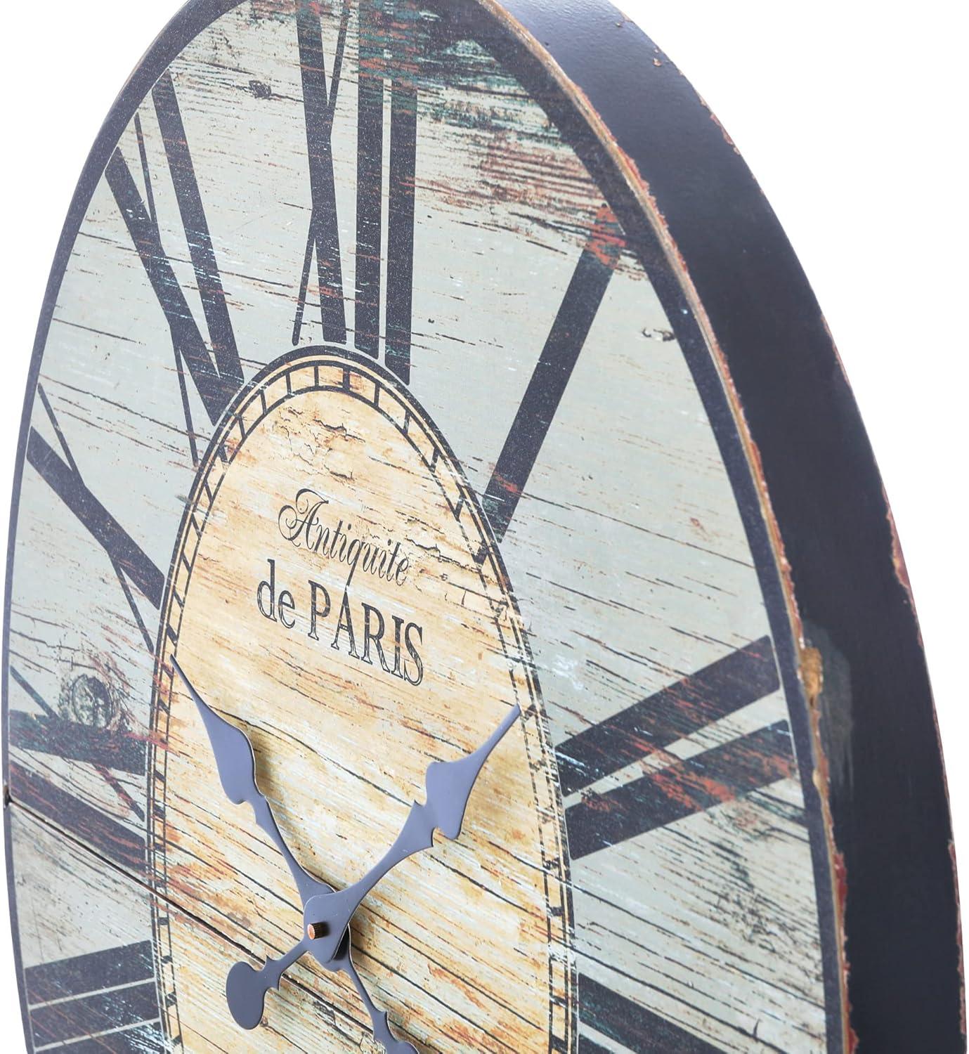 Woven Paths 29" Oval Distressed Grey Wood Wall Clock