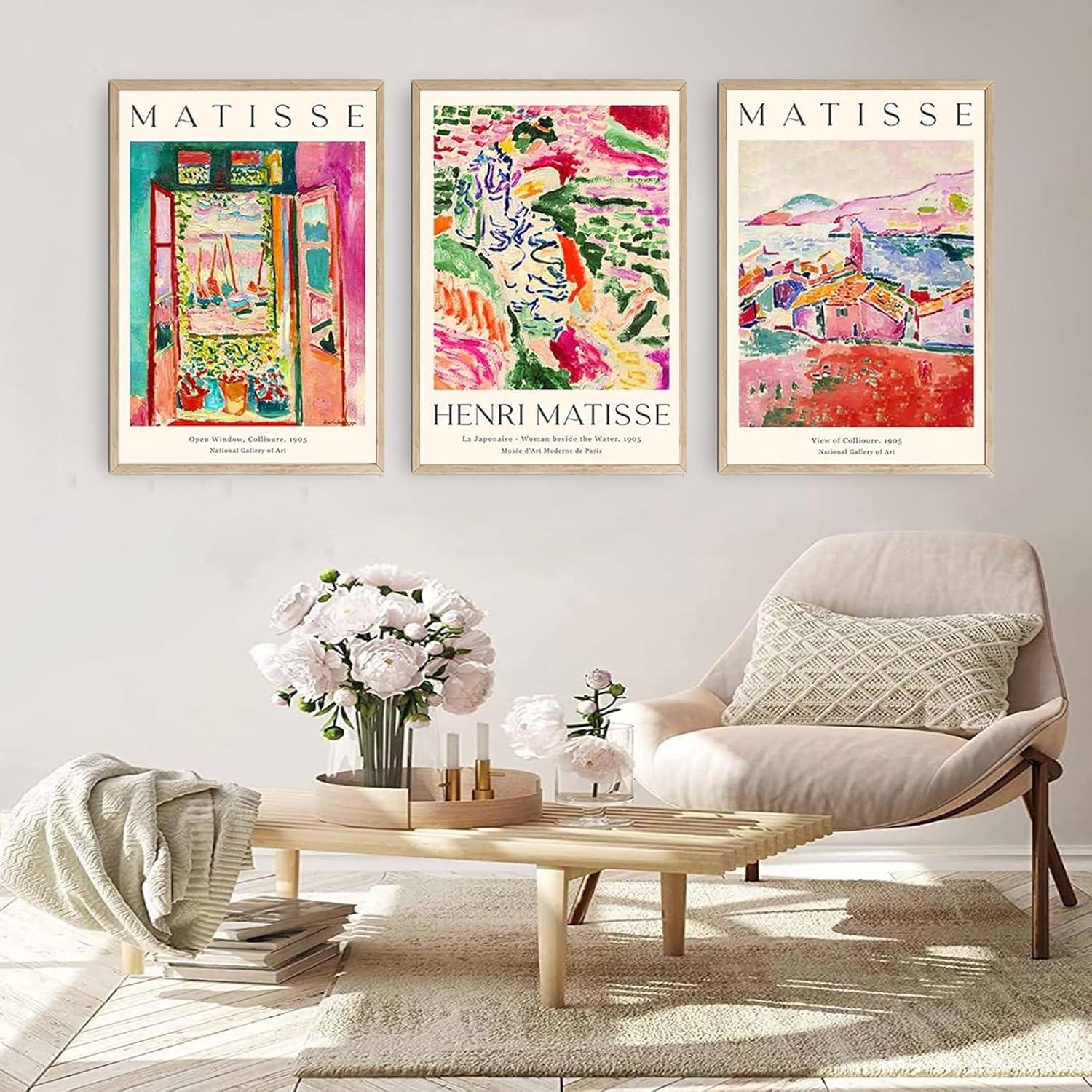 HAUS AND HUES Matisse Prints - Set of 3 Henri Matisse Wall Art, Famous Artist Paintings, Colorful Matisse Poster Set, Impressionist and Modern Art, Classic Art Poster (12x16, Unframed)