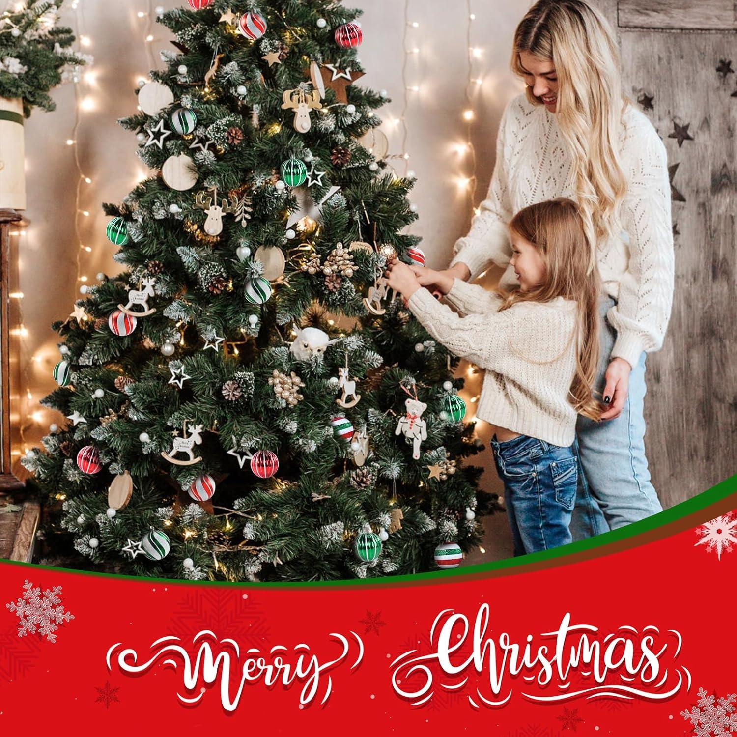 30PCS Christmas Balls Ornaments Set, Shatterproof Holiday Festive Wedding Seasonal Hanging Ornaments Christmas Tree Decoration