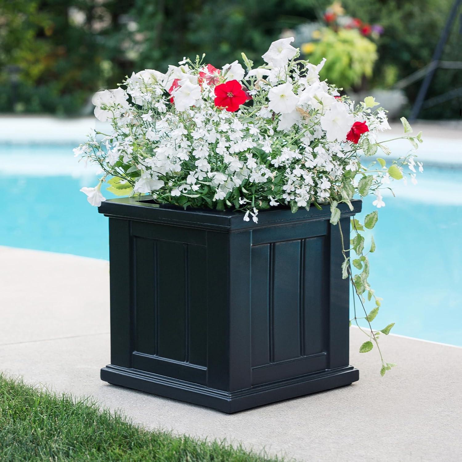 Cape Cod Black Polyethylene Self-Watering Outdoor Planter