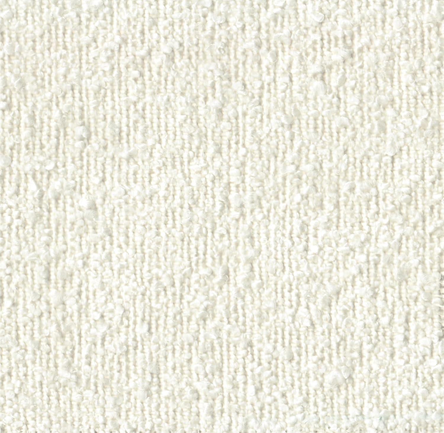 Round Upholstered Ottoman Cream Boucle - HomePop: Textured, No Assembly, 250lb Capacity