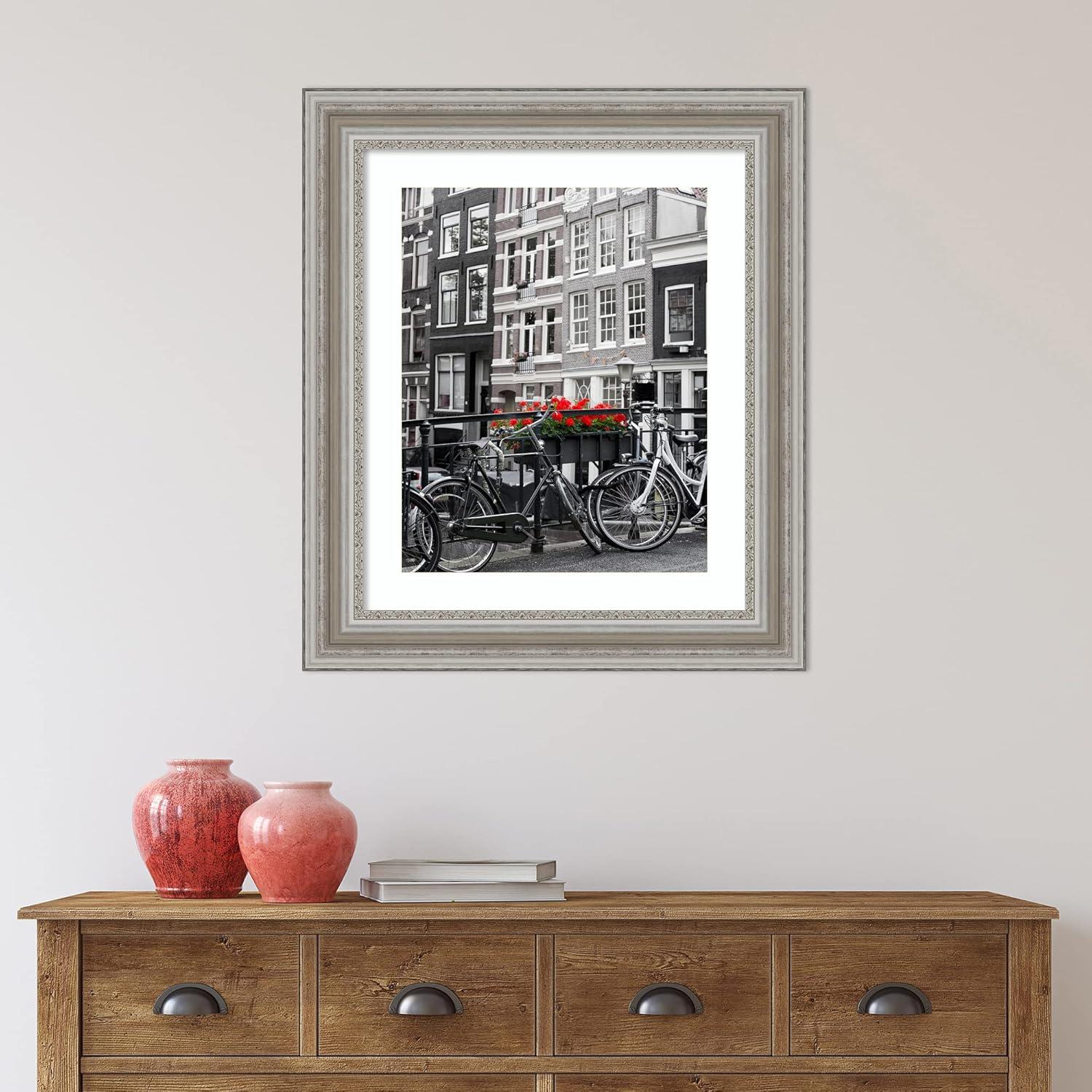 Amanti Art Parlor Silver Picture Frame Opening Size 20x24 in. (Matted To 16x20 in.)