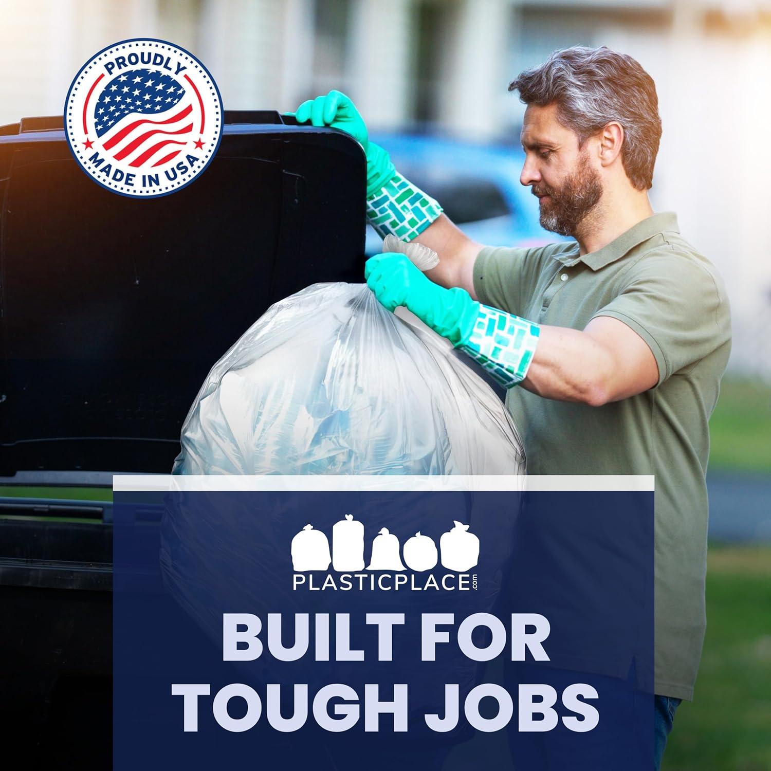 Plasticplace 55-60 Gallon Trash Bags, Clear (50 Count)