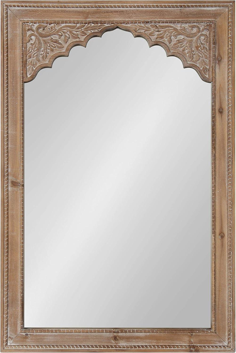 24" x 36" Shivani Wood Framed Decorative Wall Mirror Rustic Brown - Kate & Laurel All Things Decor: Bohemian Vintage Style