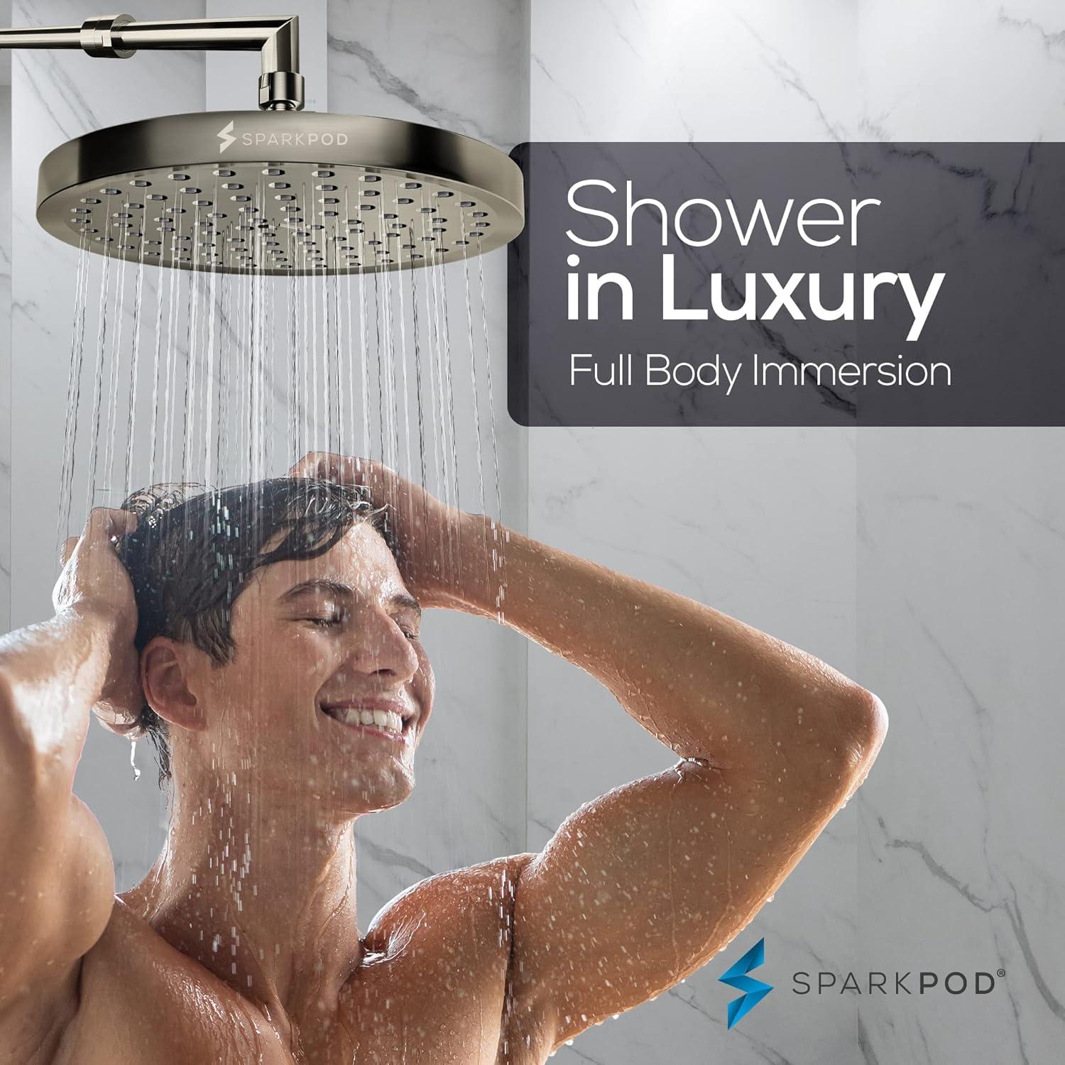 Brushed Nickel 8-Inch Ceiling Mounted Rain Shower Head