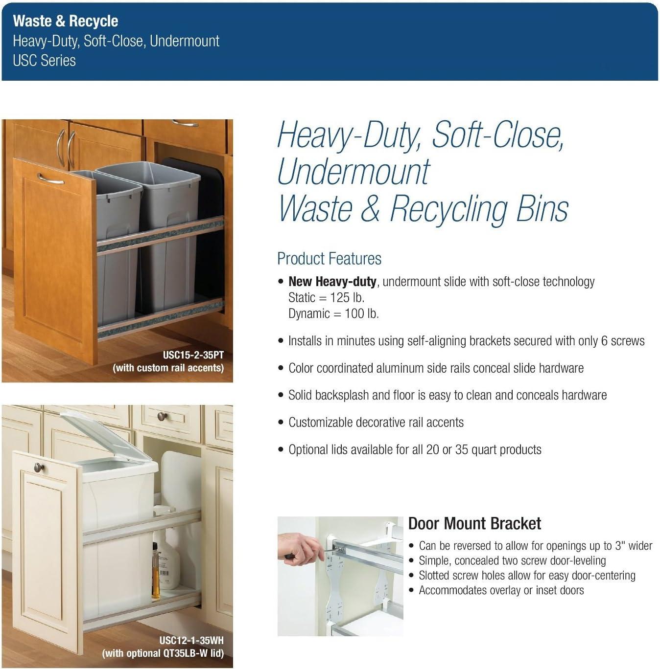 Platinum Double Soft-Close Pull-Out Trash and Recycling Bins