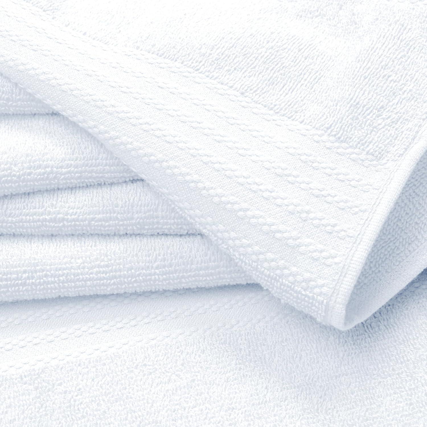 GLAMBURG Premium Cotton 4 Pack Bath Towel Set - 100% Pure Cotton - 4 Bath Towels 27x54 - Ideal for Everyday use - Ultra Soft & Highly Absorbent - White