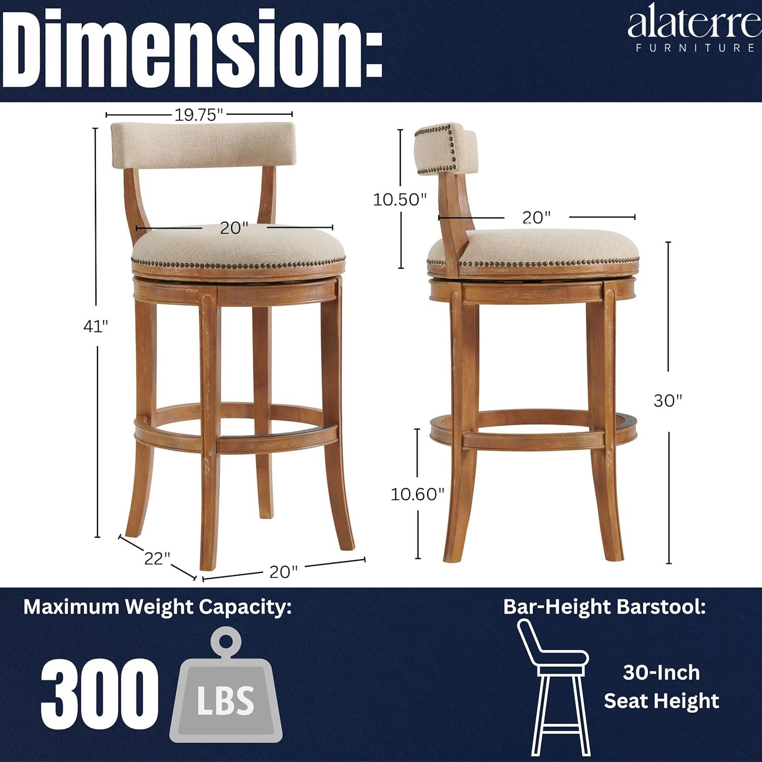 Hanover Solid Rubber Wood Swivel Counter And Bar Stool