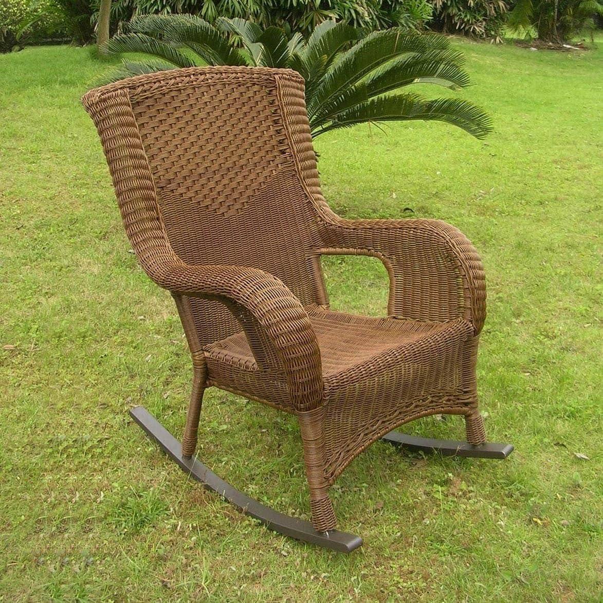 San Tropez Brown Resin Wicker Aluminum Rocking Chair