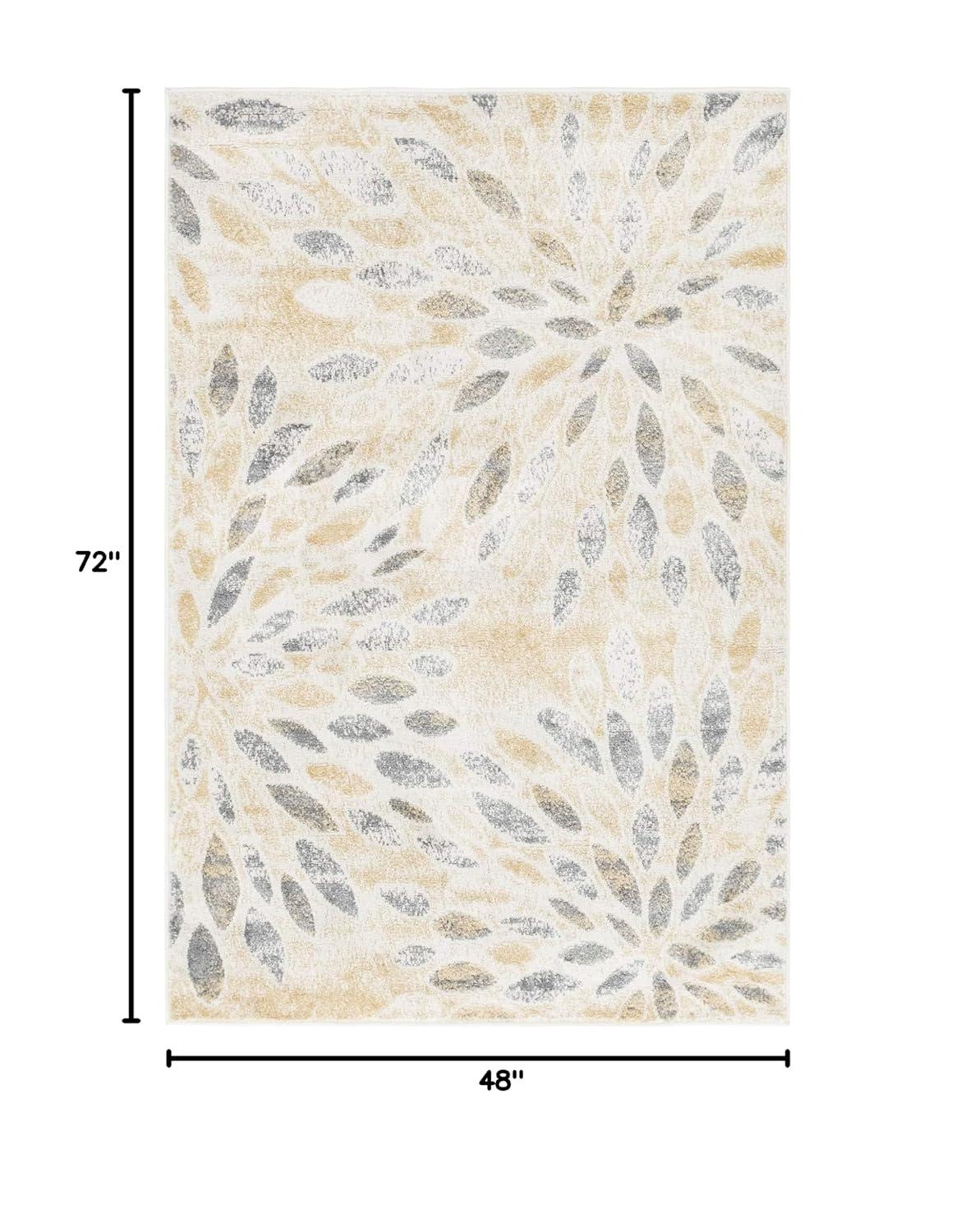 Rugs.com Charleston Collection Rug – 4' x 6' Yellow Low-Pile Rug Perfect For Living Rooms, Large Dining Rooms, Open Floorplans