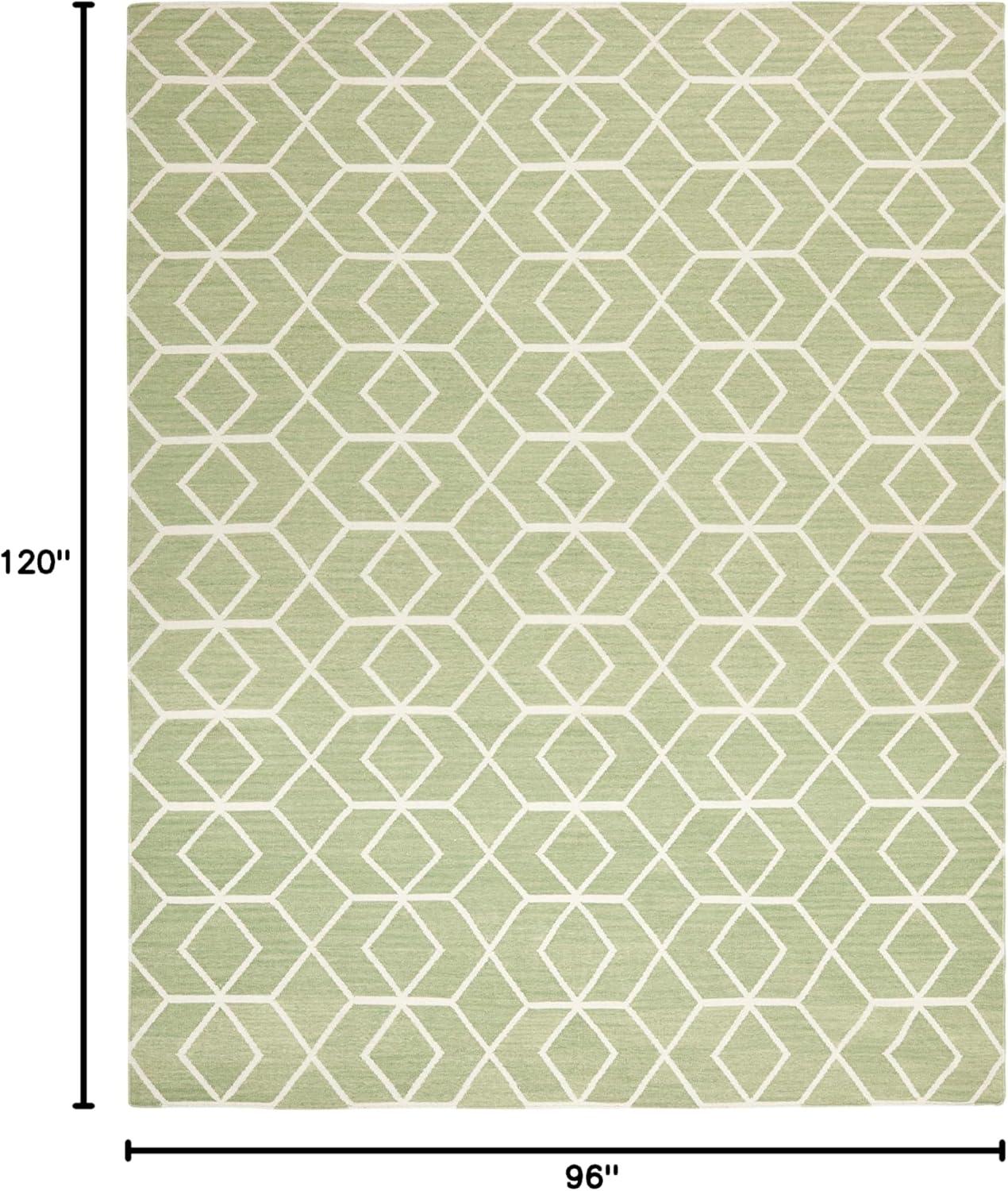 SAFAVIEH Dhurries Addison Geometric Area Rug, Sage/Ivory, 8' x 10'