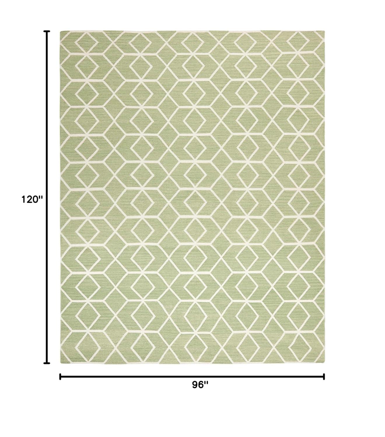 SAFAVIEH Dhurrie Addison Geométrica Alfombra de Lana Marroquí, Salvia / Marfil, 8 'x 10'