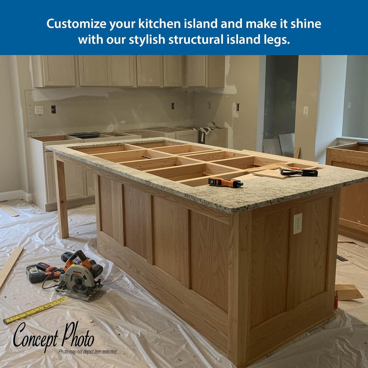 OUTWATER Architectural Products Solid Hardwood Island Leg 35-1/4" Height x 3-1/2" Width