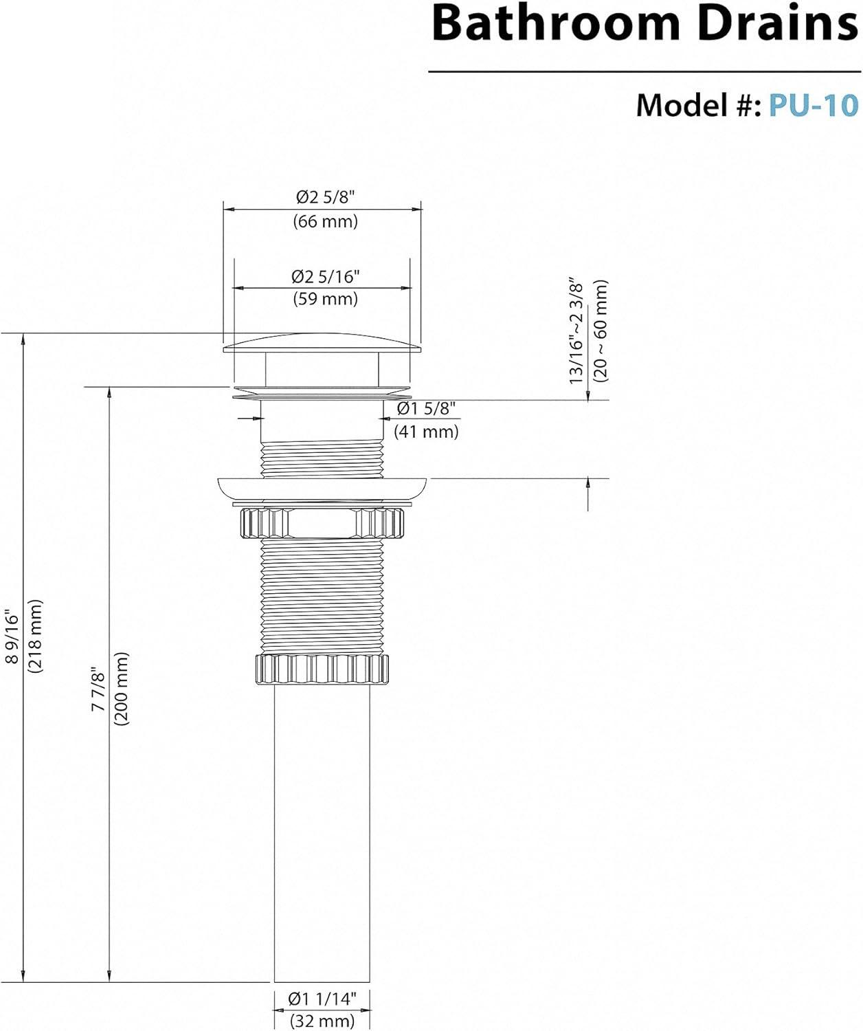 Exquisite 1.75" Pop-Up Bathroom Sink Drain