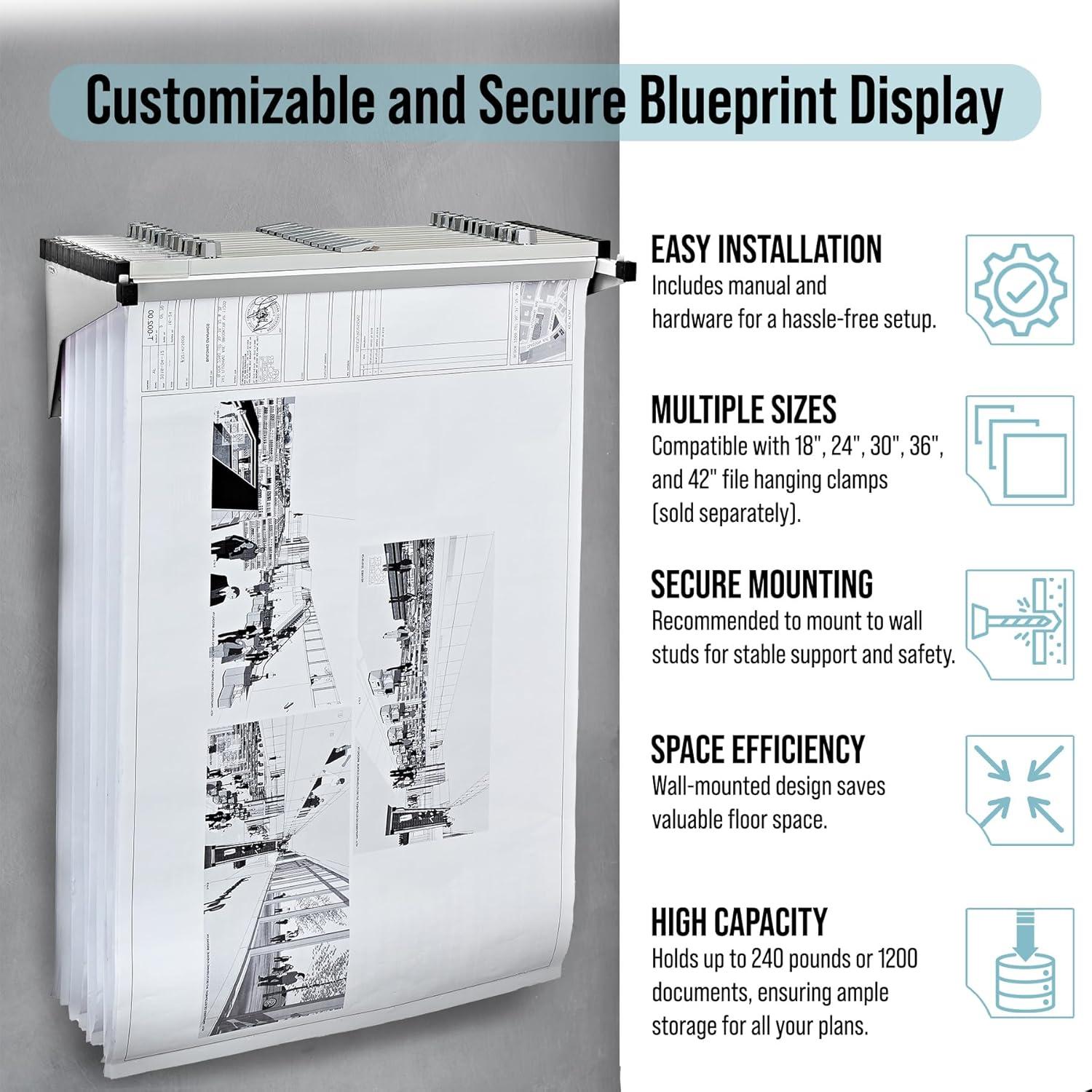 Wall Mounted Steel Blueprint Storage Rack