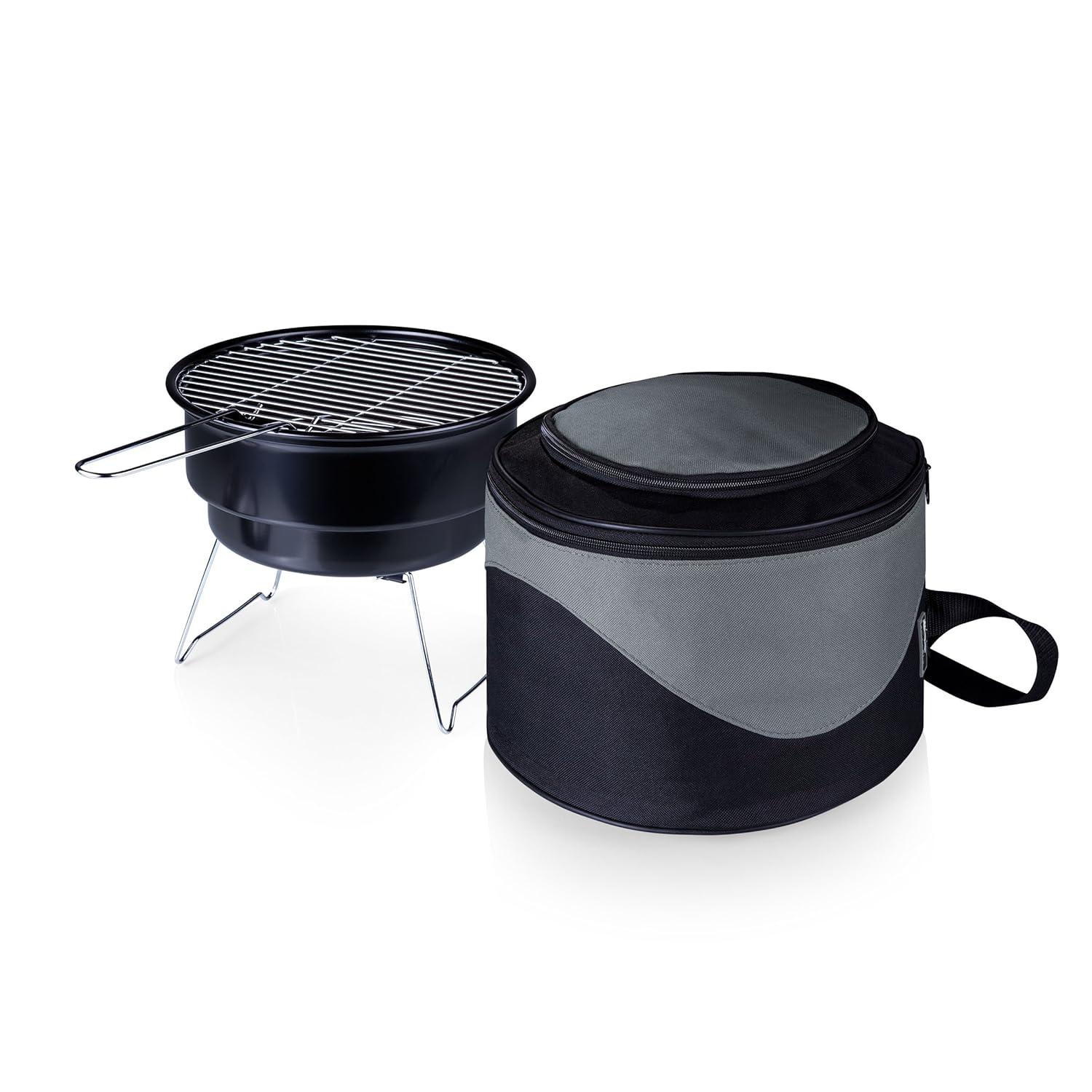 10 in.Caliente Round Portable Cooler/Charcoal Grill in Black