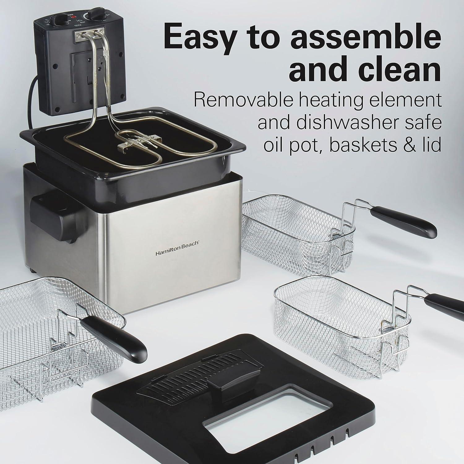 Hamilton Beach Hamilton Beach® Professional-Style Electric Deep Fryer with 12-Cup Food Capacity, Lid with View Window and Three Frying Baskets