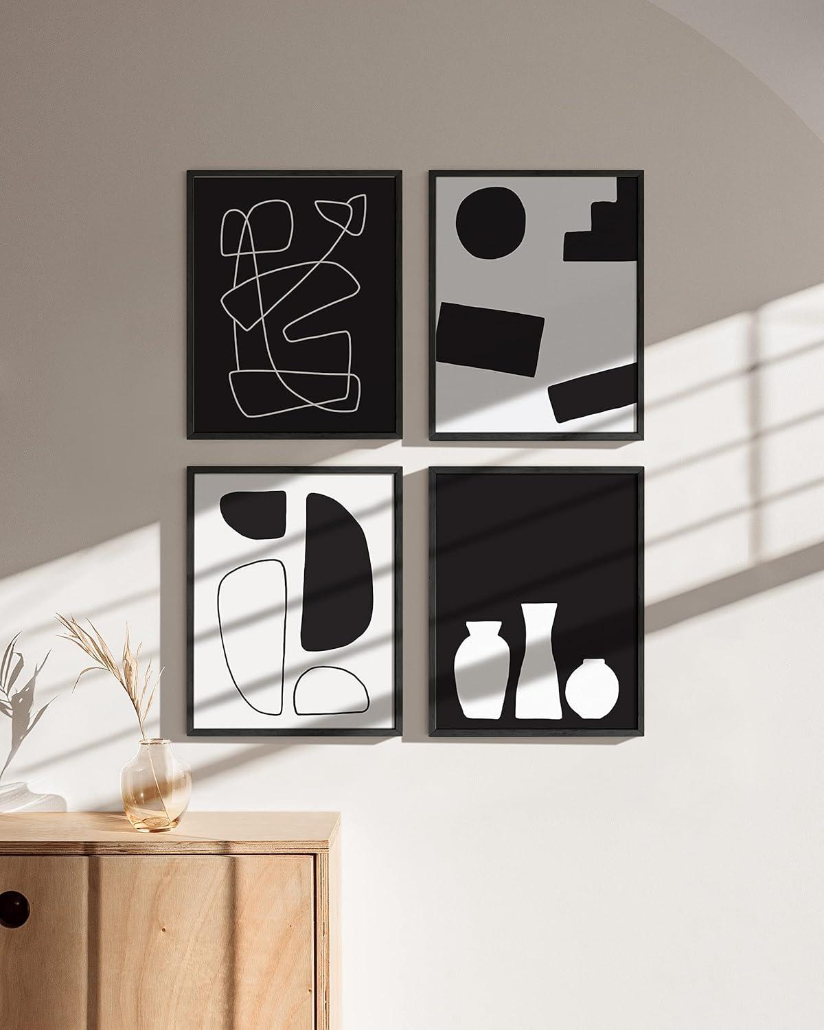 Black and White Abstract Geometric 8x10 Poster Set