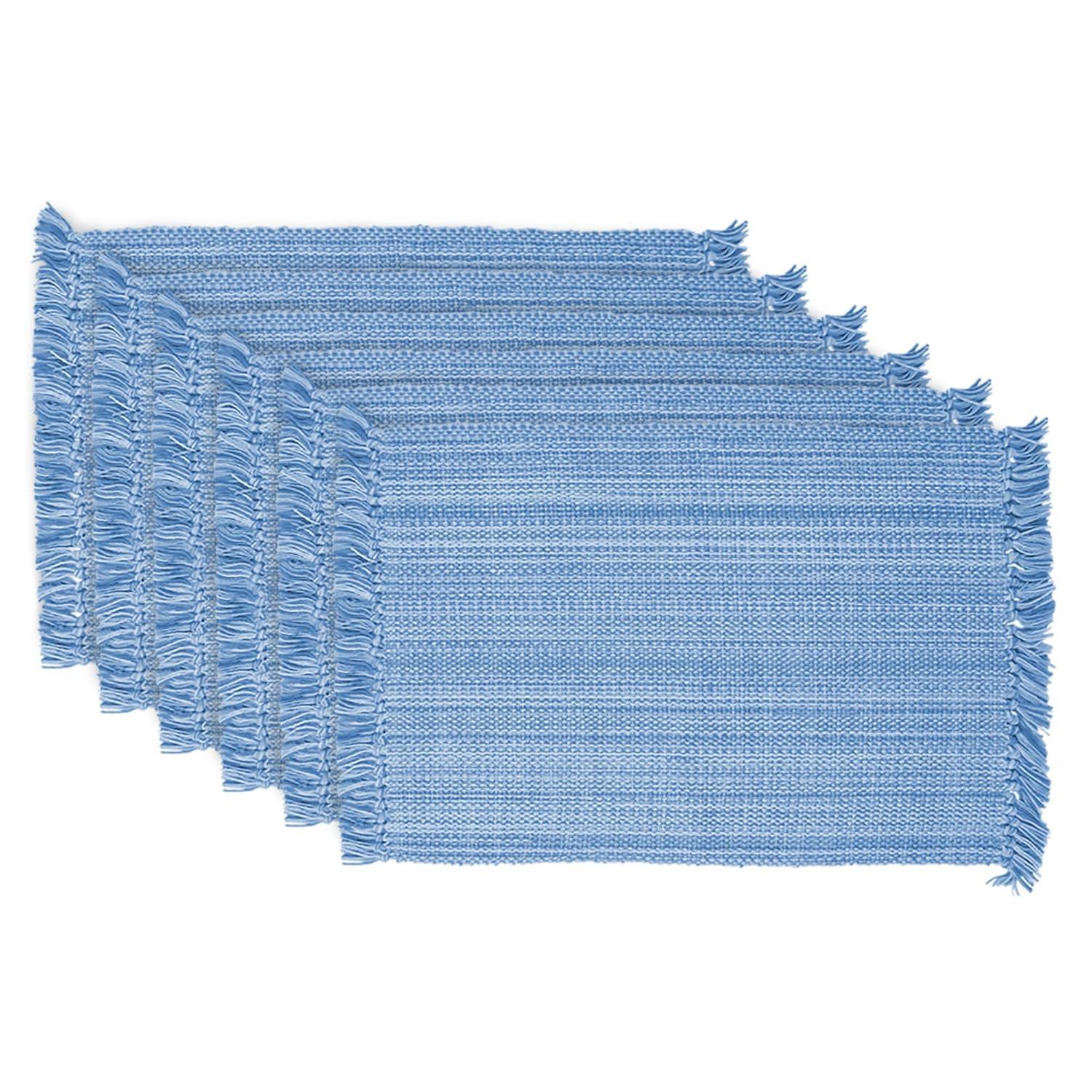 DII Variegated Light Blue Fringe Placemat (Set of 6)
