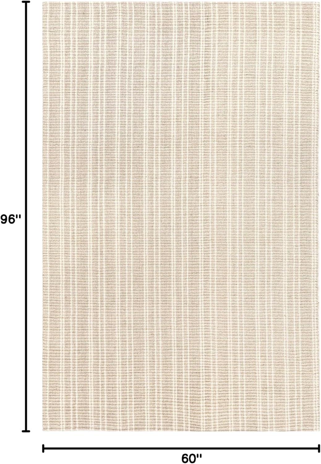 Nuloom Jolinn Striped 5x8 Wool Jute Indoor Area Rug for Dining Room Rug Neutral Rug Living Room Rug Kitchen, Natural/Ivory