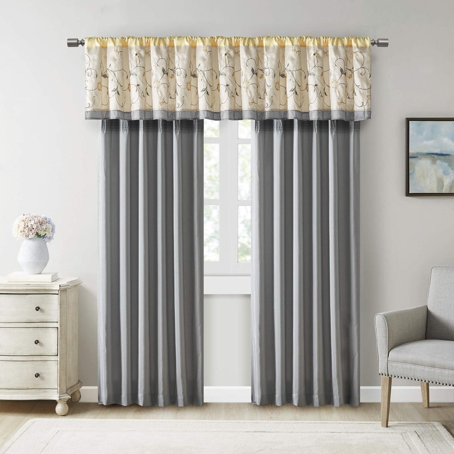 Madison Park Serene Embroidered Single Curtain Panel