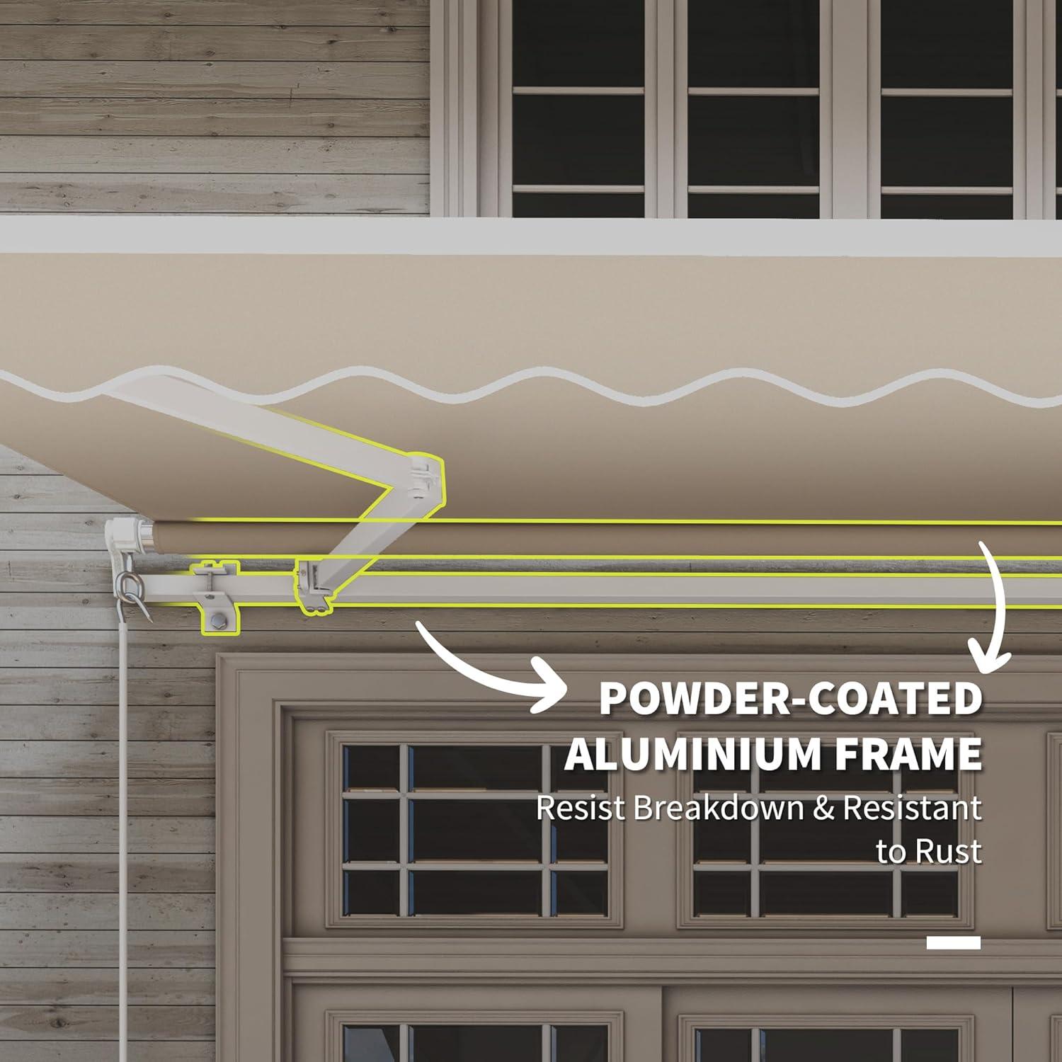 Cream White 12' x 10' Retractable Aluminum Patio Awning