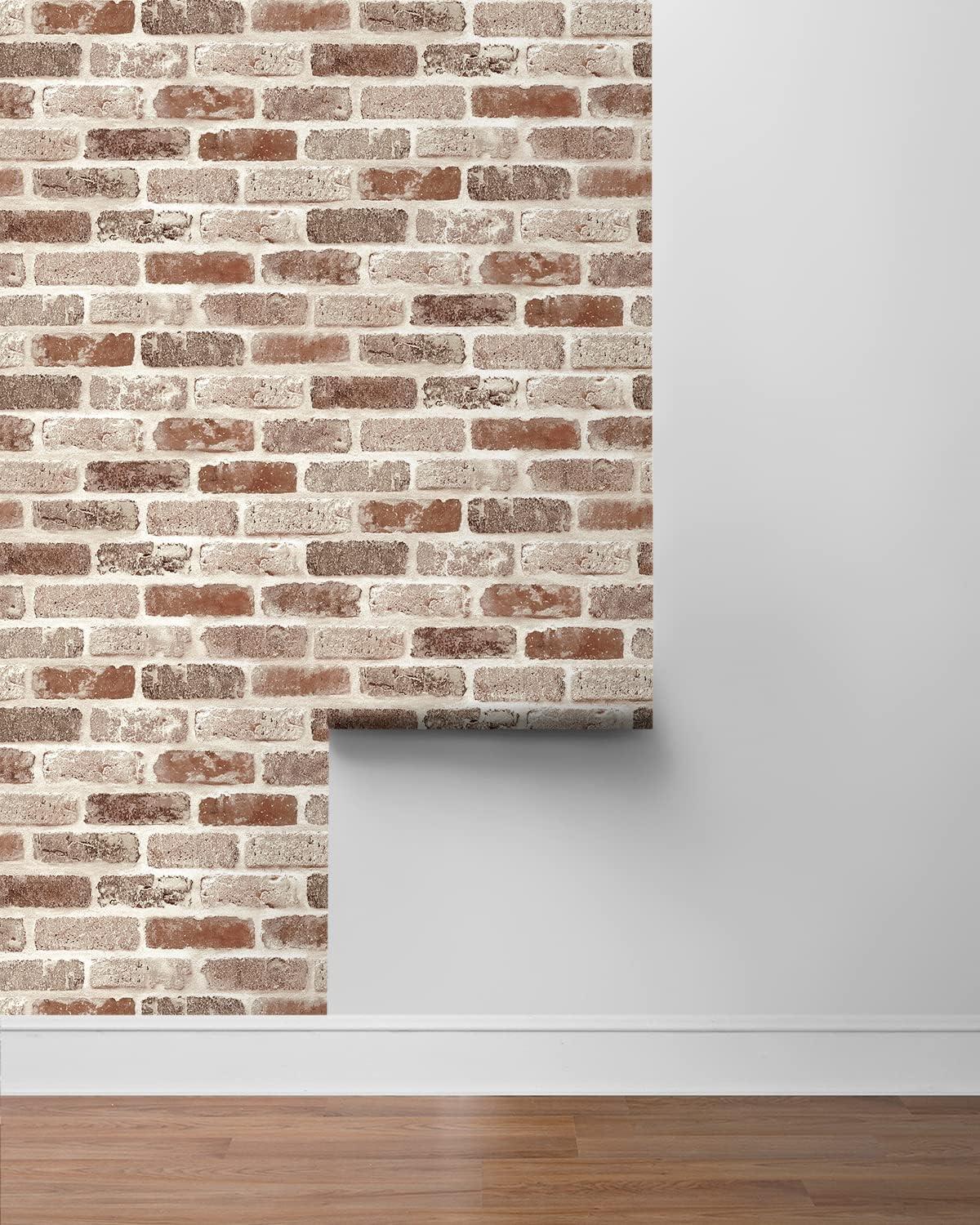 NextWall  Washed Brick Peel and Stick Removable Wallpaper Adobe