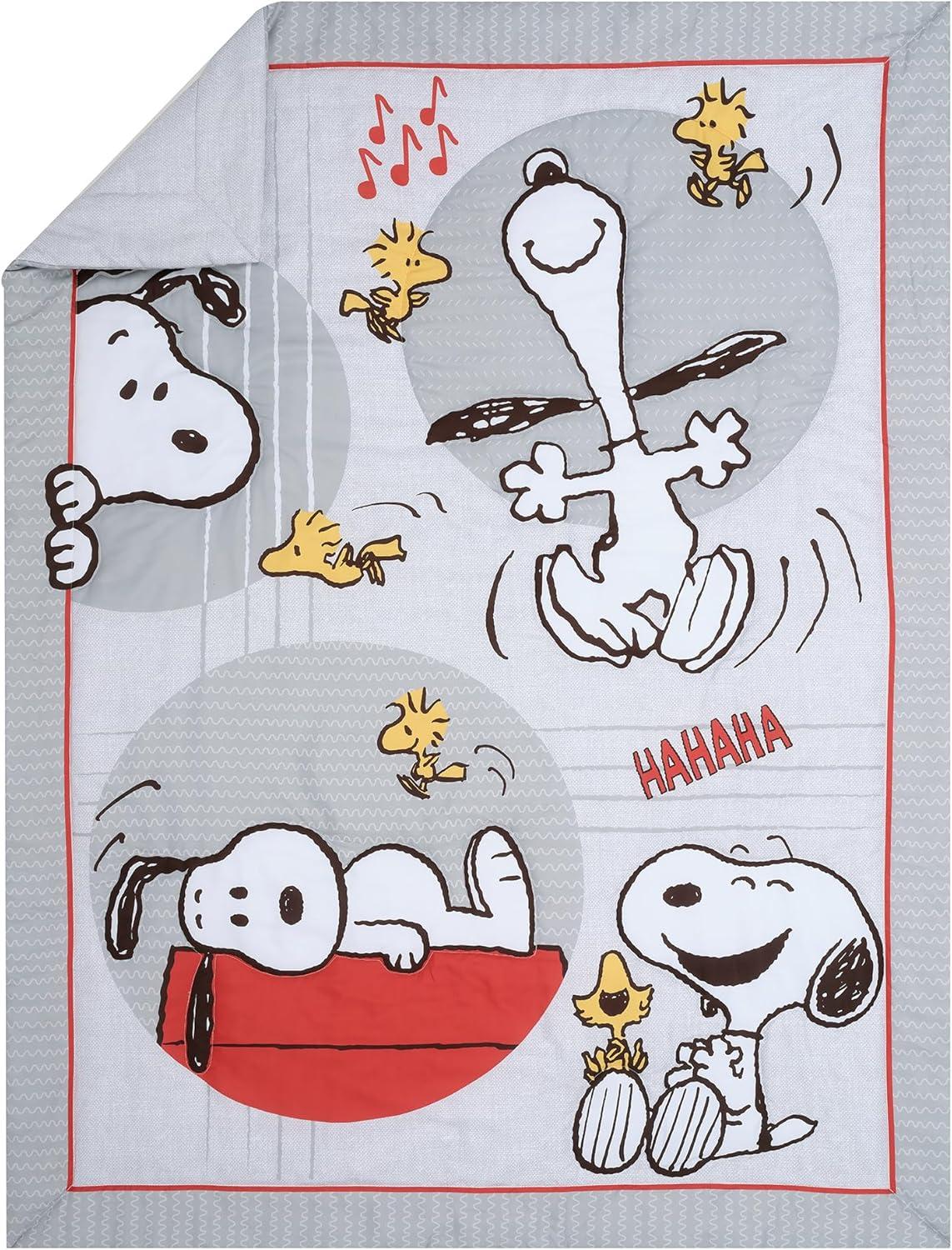 Lambs & Ivy 4pc Snoopy Love Toddler Bedding Set - Gray/Red/White