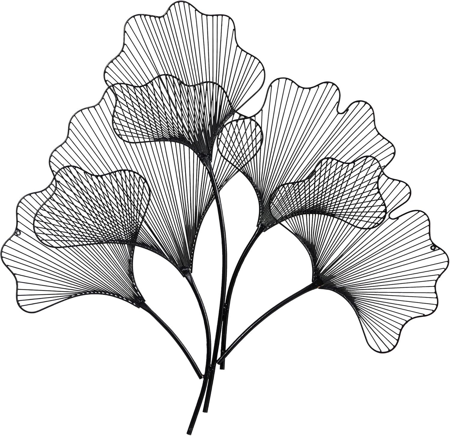 HomeStock Asian Allure 35In. Modern Ginkgo Leaf Metal Wall Art Decor