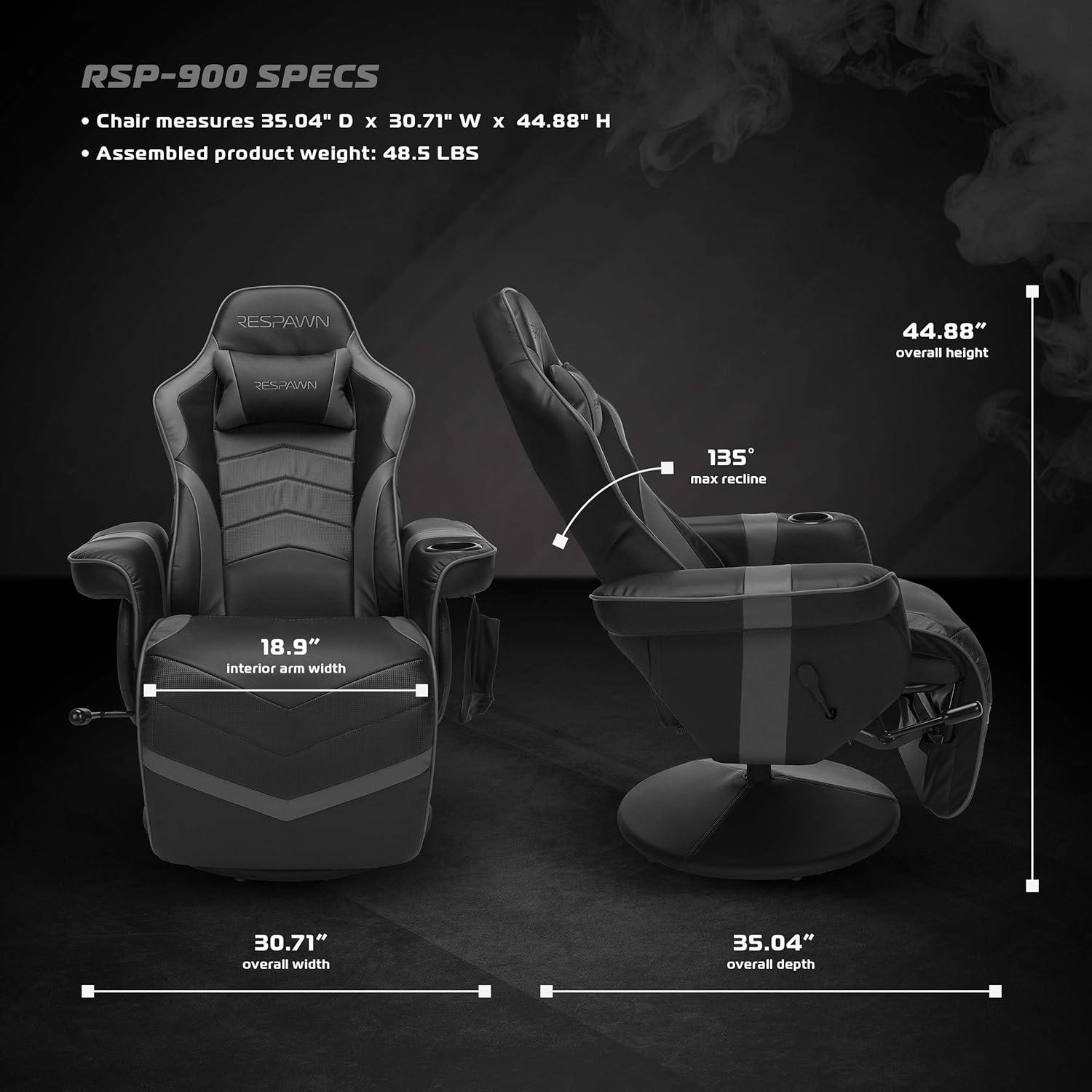 Gray Racing Style Gaming Recliner with Footrest and Cup Holder