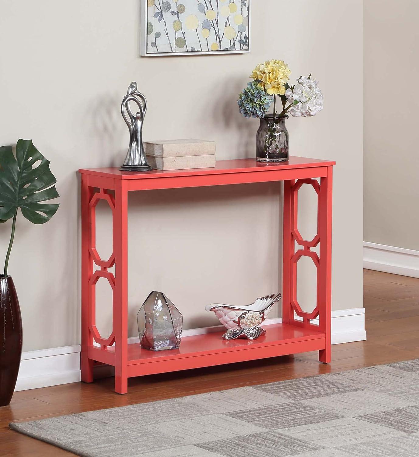 Convenience Concepts Omega Console Table with Shelf, Coral