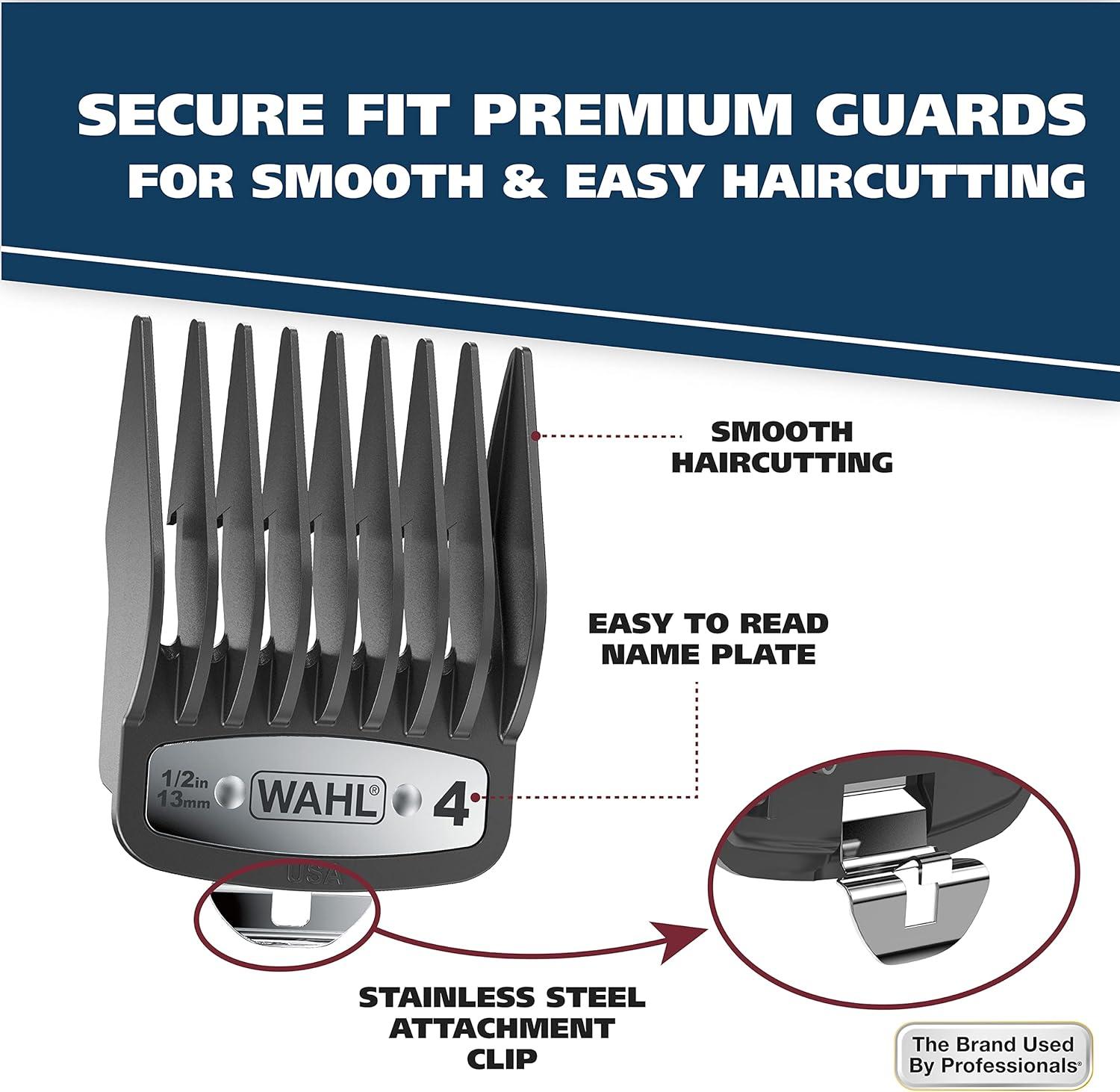 Wahl USA Elite Pro High-Performance Corded Home Haircut & Grooming Kit for Men – Electric Hair Clipper – Model 79602M