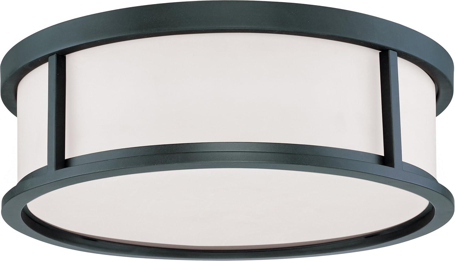 Odeon 17" Aged Bronze Flush Dome with Satin White Glass