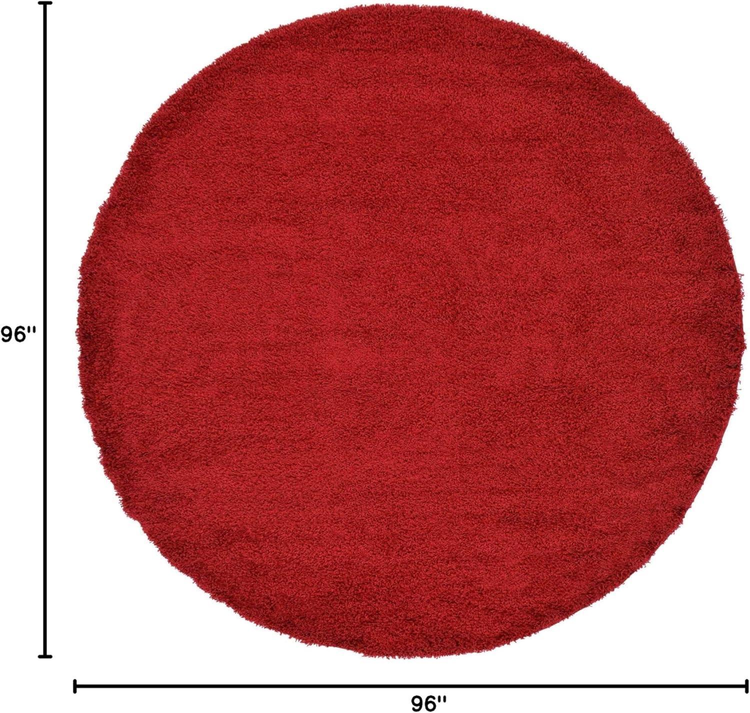 Unique Loom Solid Shag Collection Area Rug (8' Round, Cherry Red)