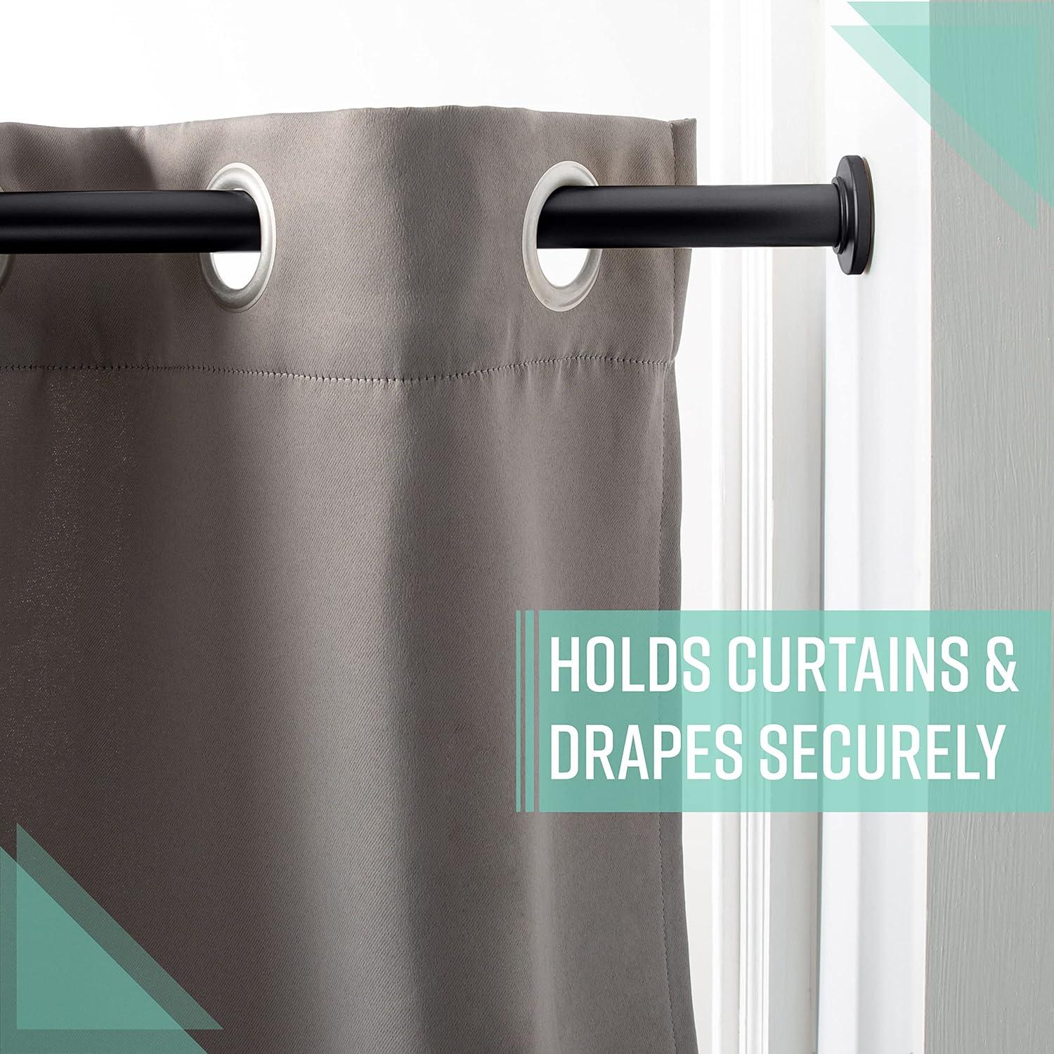 Home Details 24"-42" Adjustable Tension Curtain Rod in Matte Black