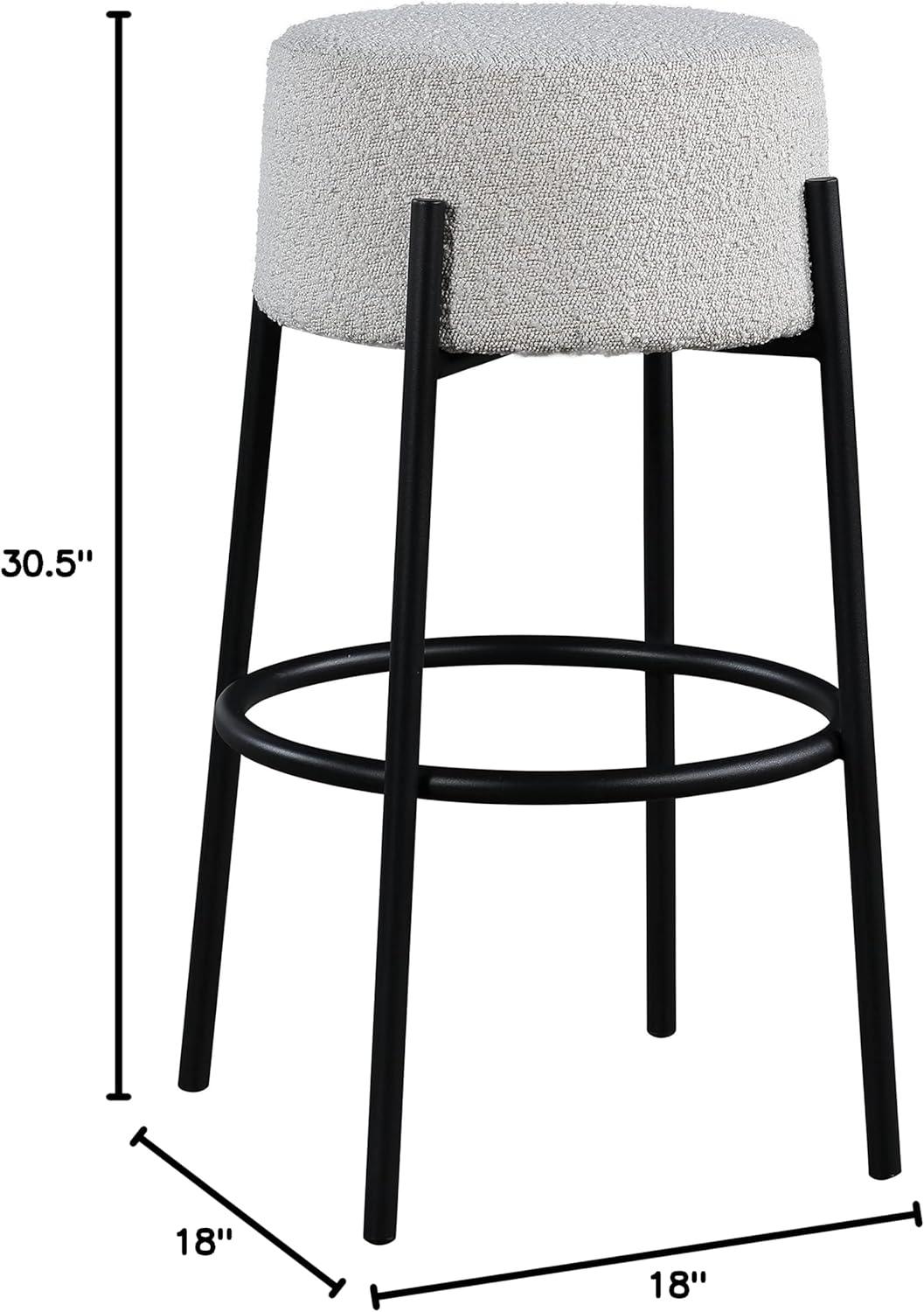 Meridian Furniture Avalon Grey Boucle Fabric Bar Stool