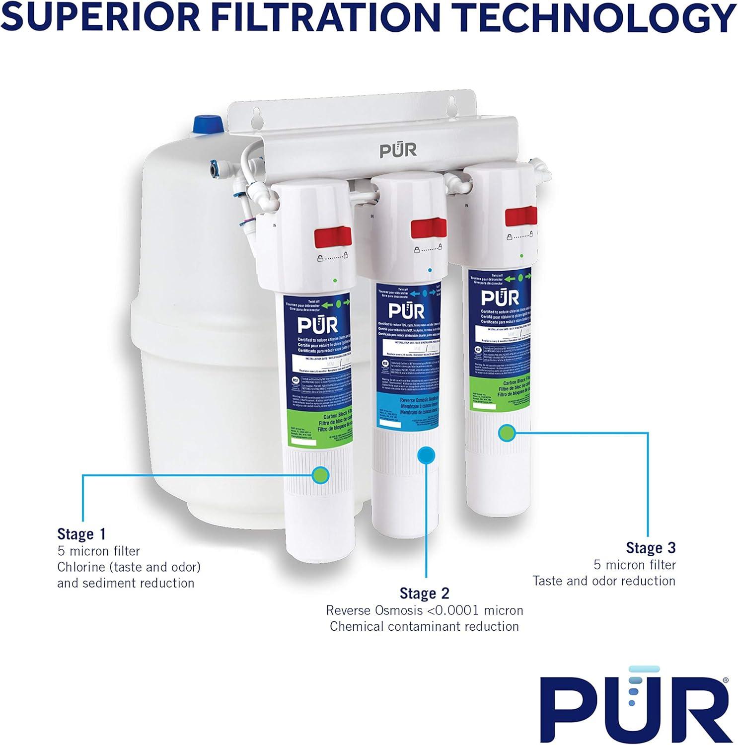 White Compact Under-Sink 3-Stage RO Water Filtration System