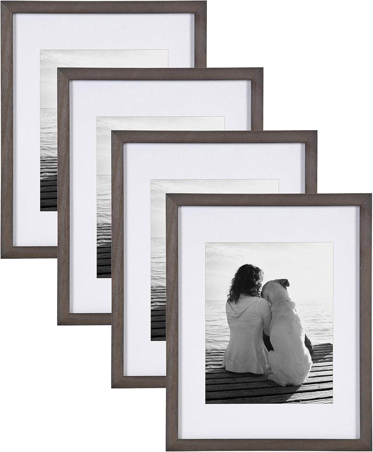 DesignOvation Gallery Rectangle Wood Wall Frame, 11x14 matted to 8x10, Gray