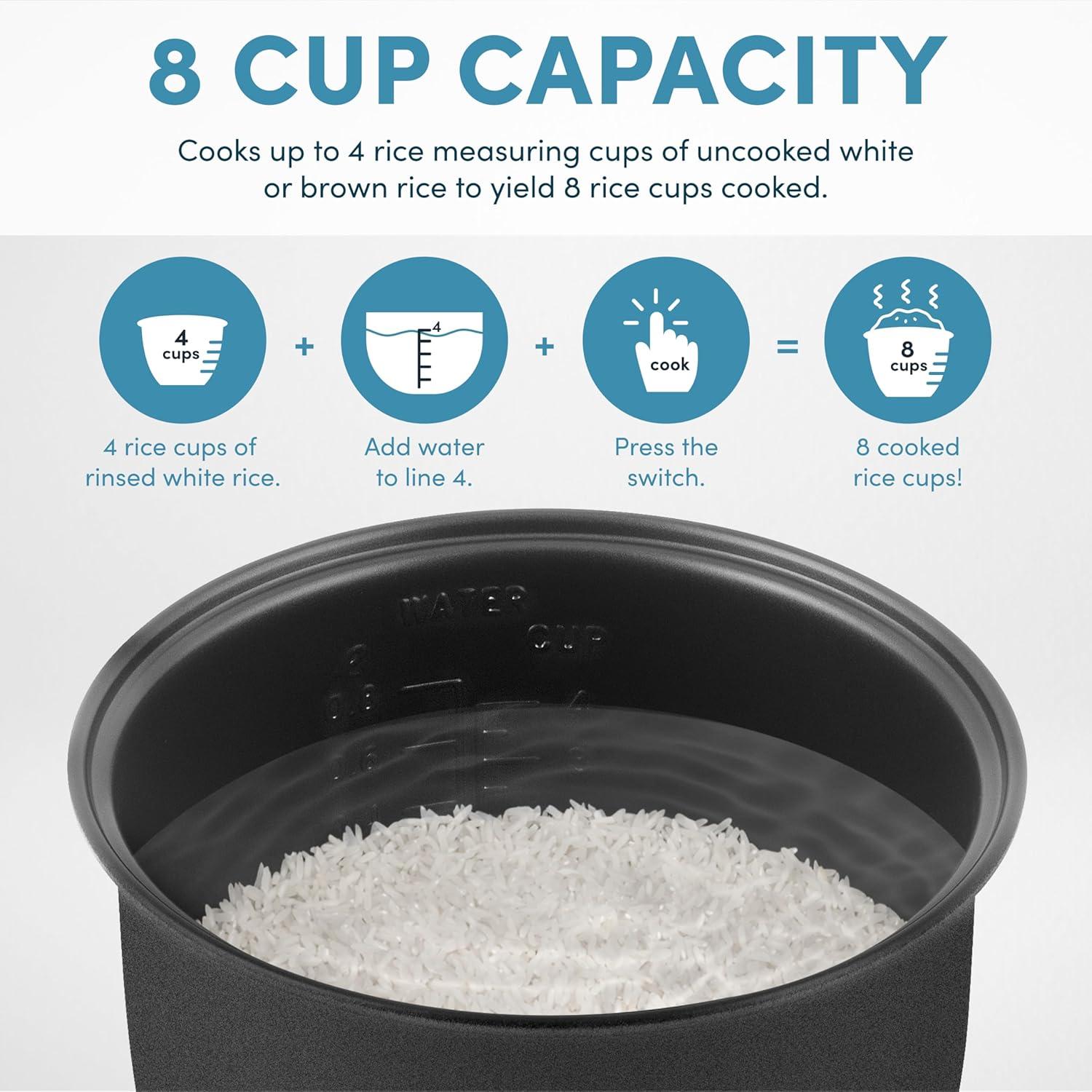 Digital Rice Cooker, 4-Cup (Uncooked) / 8-Cup (Cooked), Steamer, Grain Cooker, Multicooker, 2 Qt, Stainless Steel Exterior, ARC-914SBD