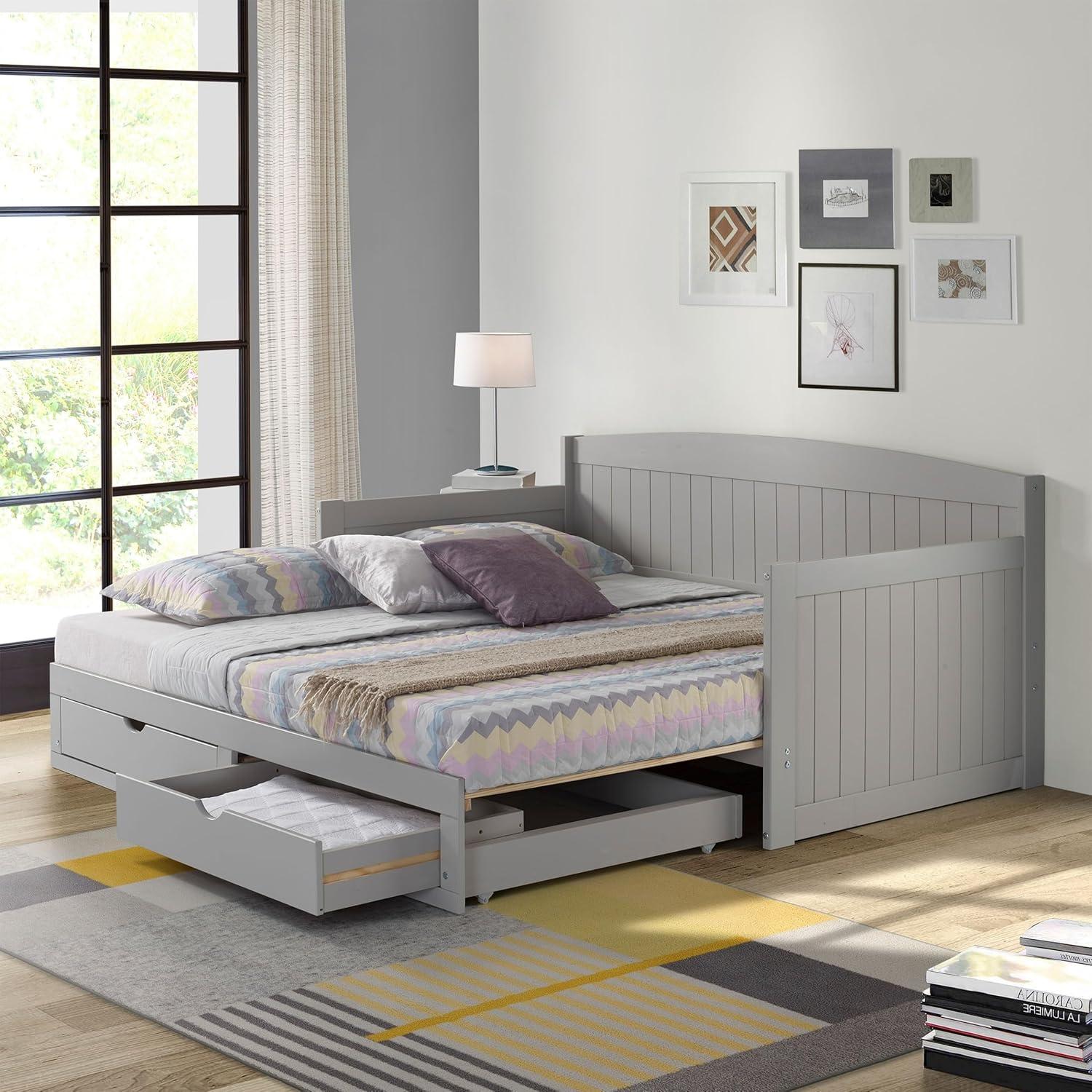 Alaterre Furniture King Harmony Kids' Daybed with Conversion Dove Gray