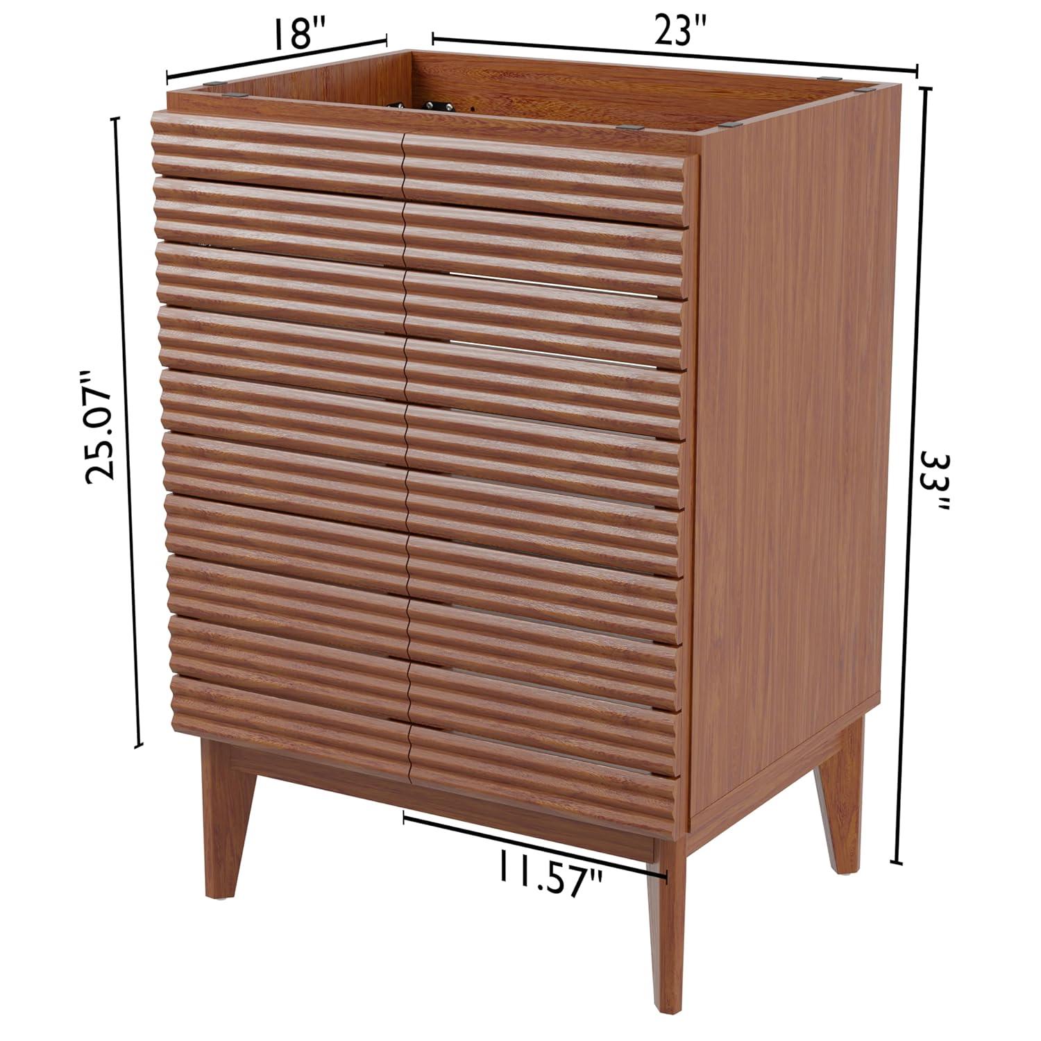Calandre 24" Slat Modern Farmhouse 2-Shelf Bath Vanity Cabinet Only (Sink Basin not Included)
