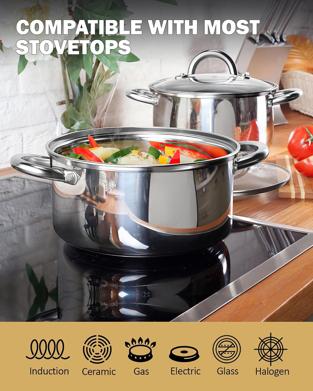 Cook N Home 8 Quart Stainless Steel Stockpot with Lid