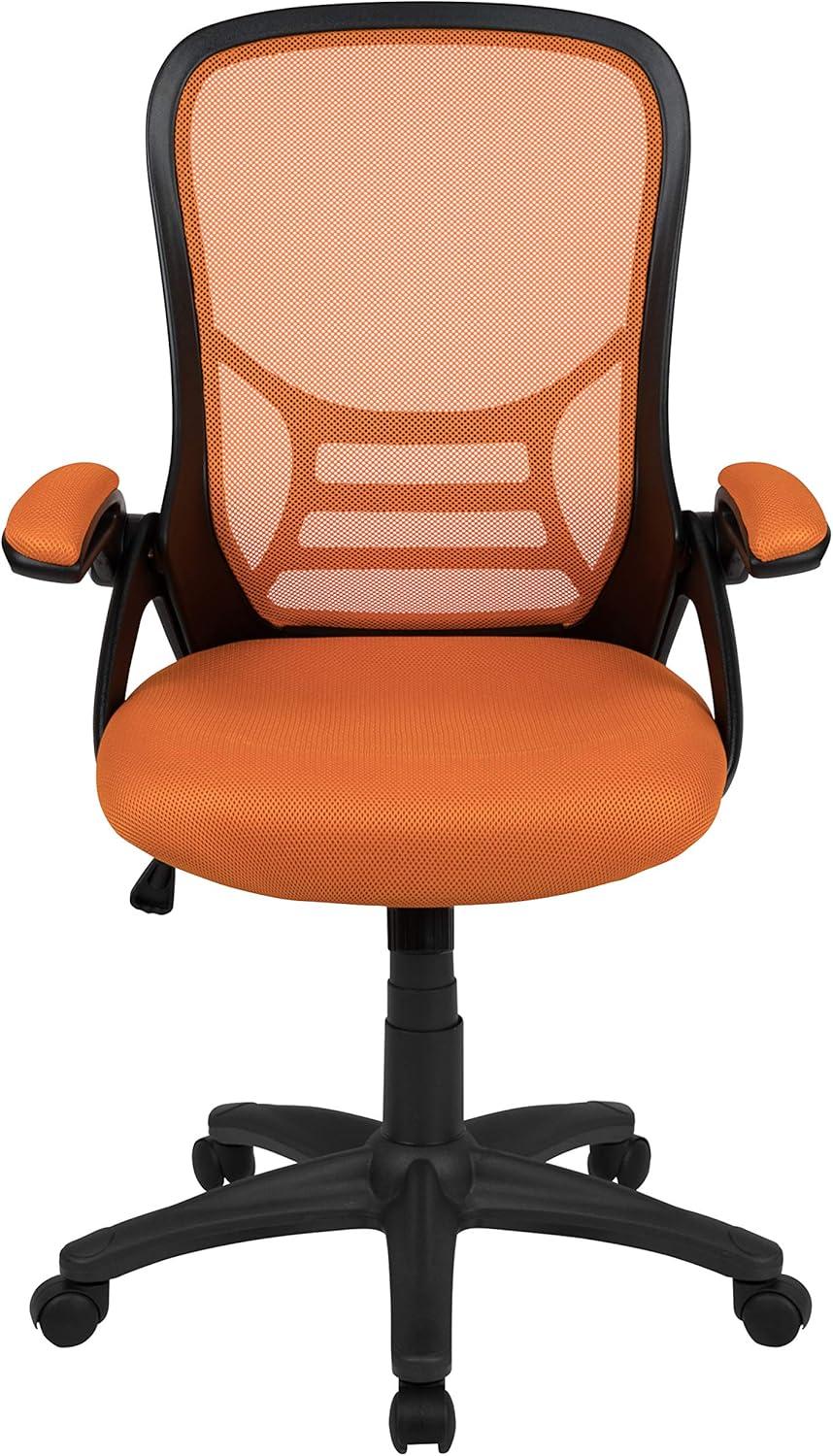 High Back Orange Mesh Ergonomic Swivel Office Chair with Adjustable Arms