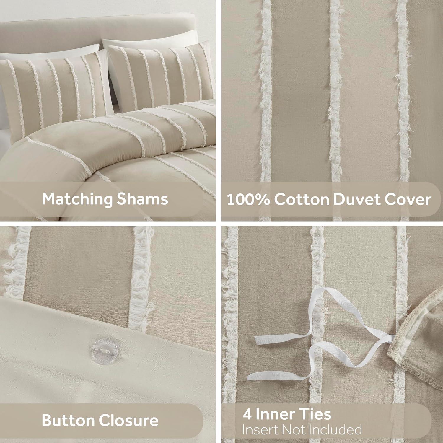 INK+IVY Shay 3 Piece Striped Cotton Duvet Cover Set