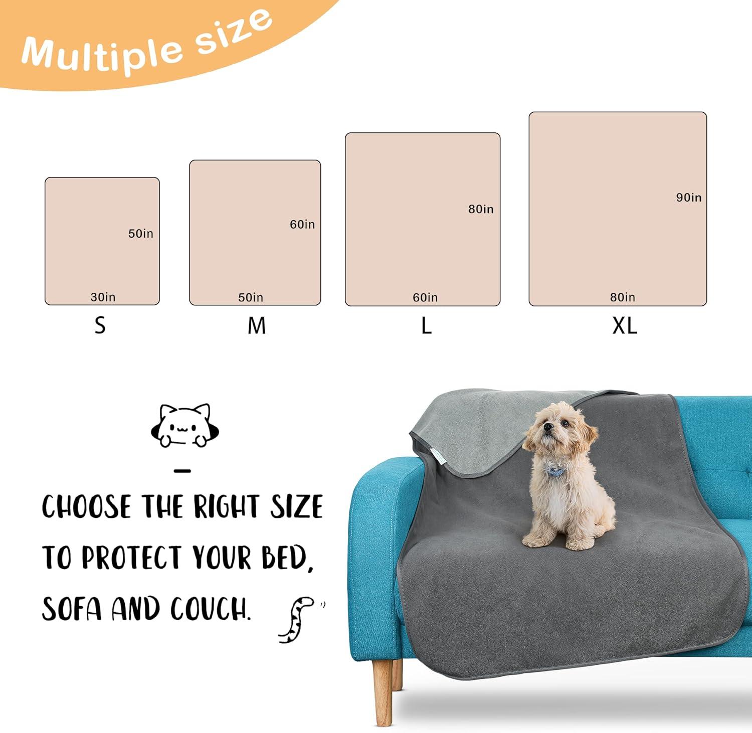 Gray Reversible Waterproof Microfleece Dog Blanket