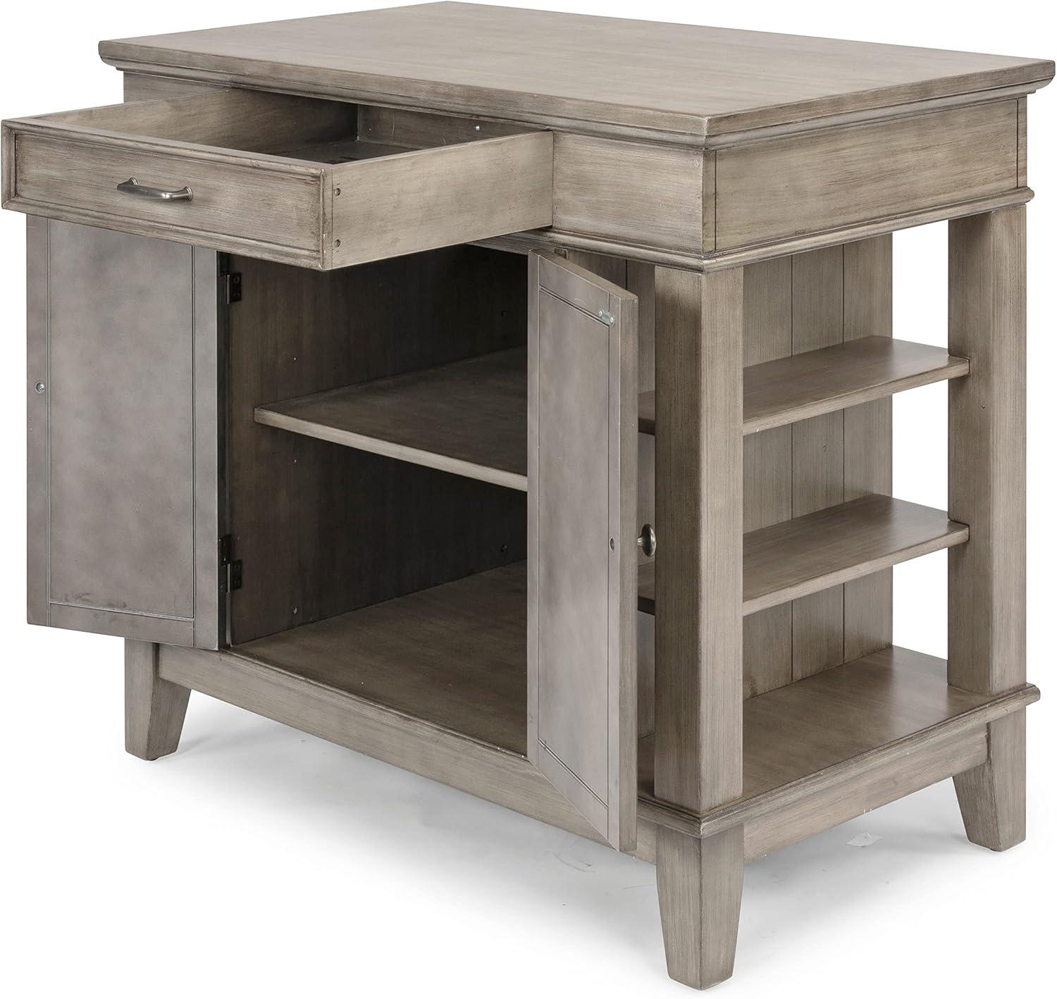 Rustic Multi-Gray Solid Wood Kitchen Island with Storage