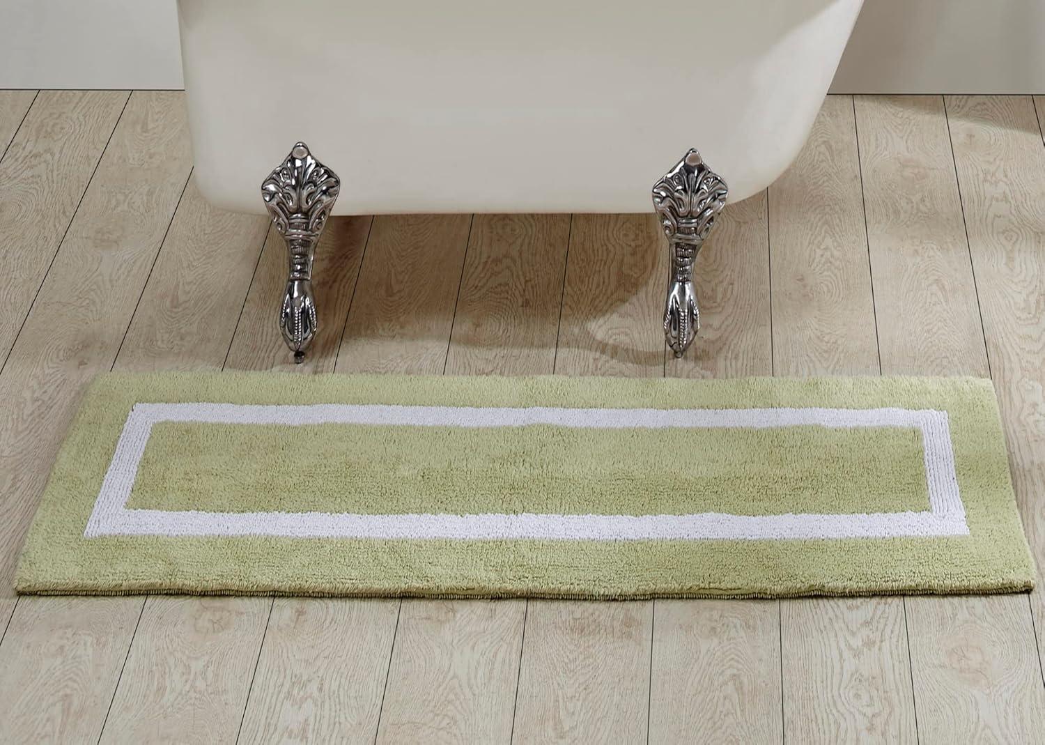 Better Trends Hotel Multi 100% Cotton Tufted Two Tone Reversible Bath Rug 20" x 60" Runner - Sage/White
