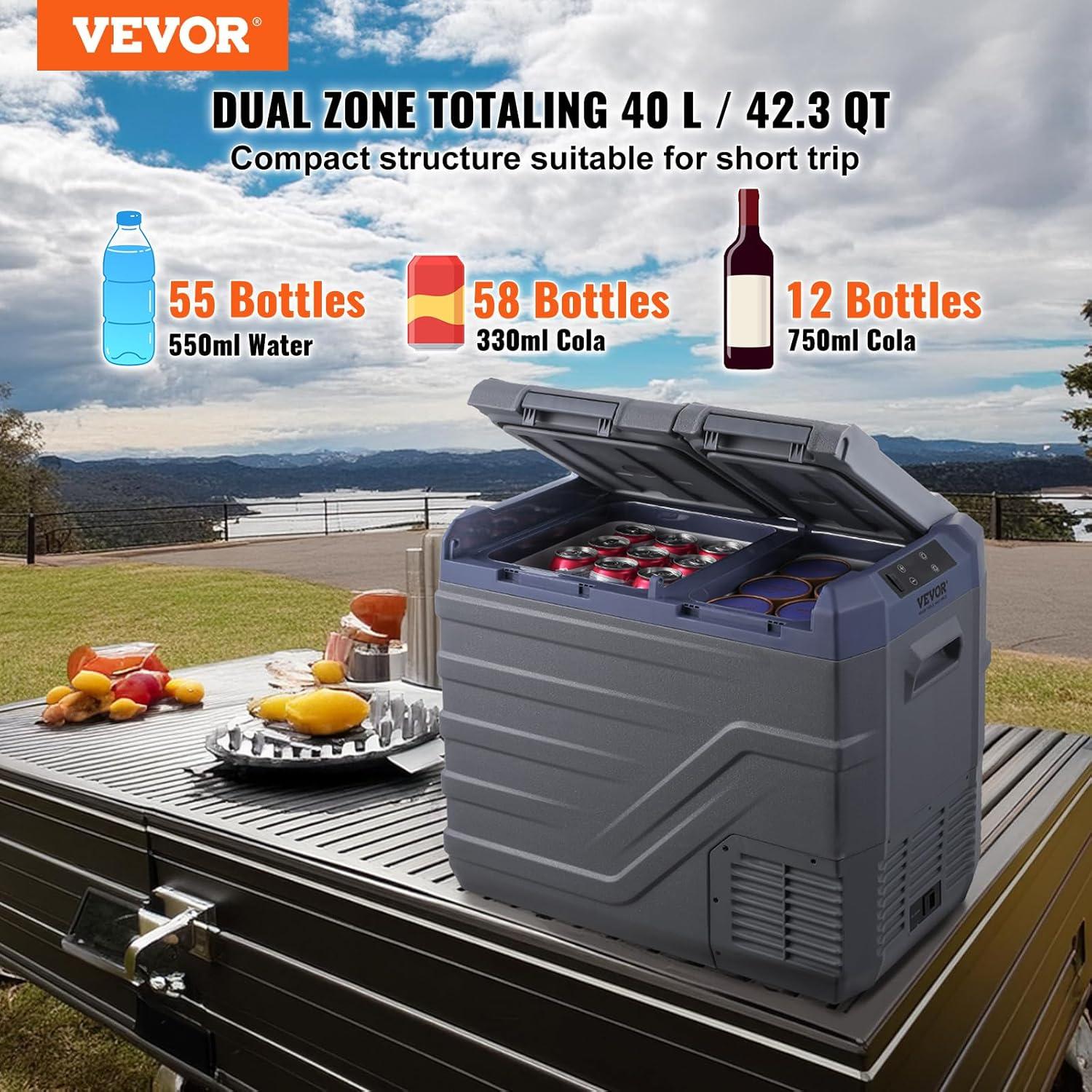 Vevor 40L Dual Zone Portable RV Refrigerator Freezer